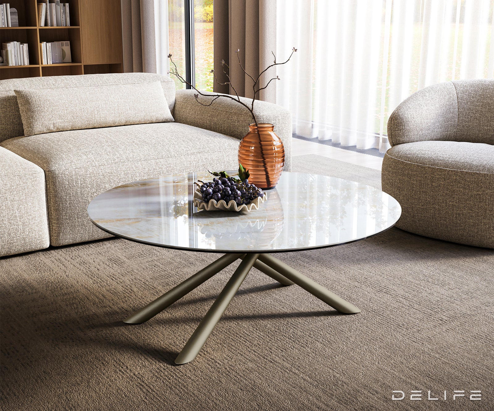 Klub stolić Edge 100x100cm, Materijal: Keramika Onyx Pearl