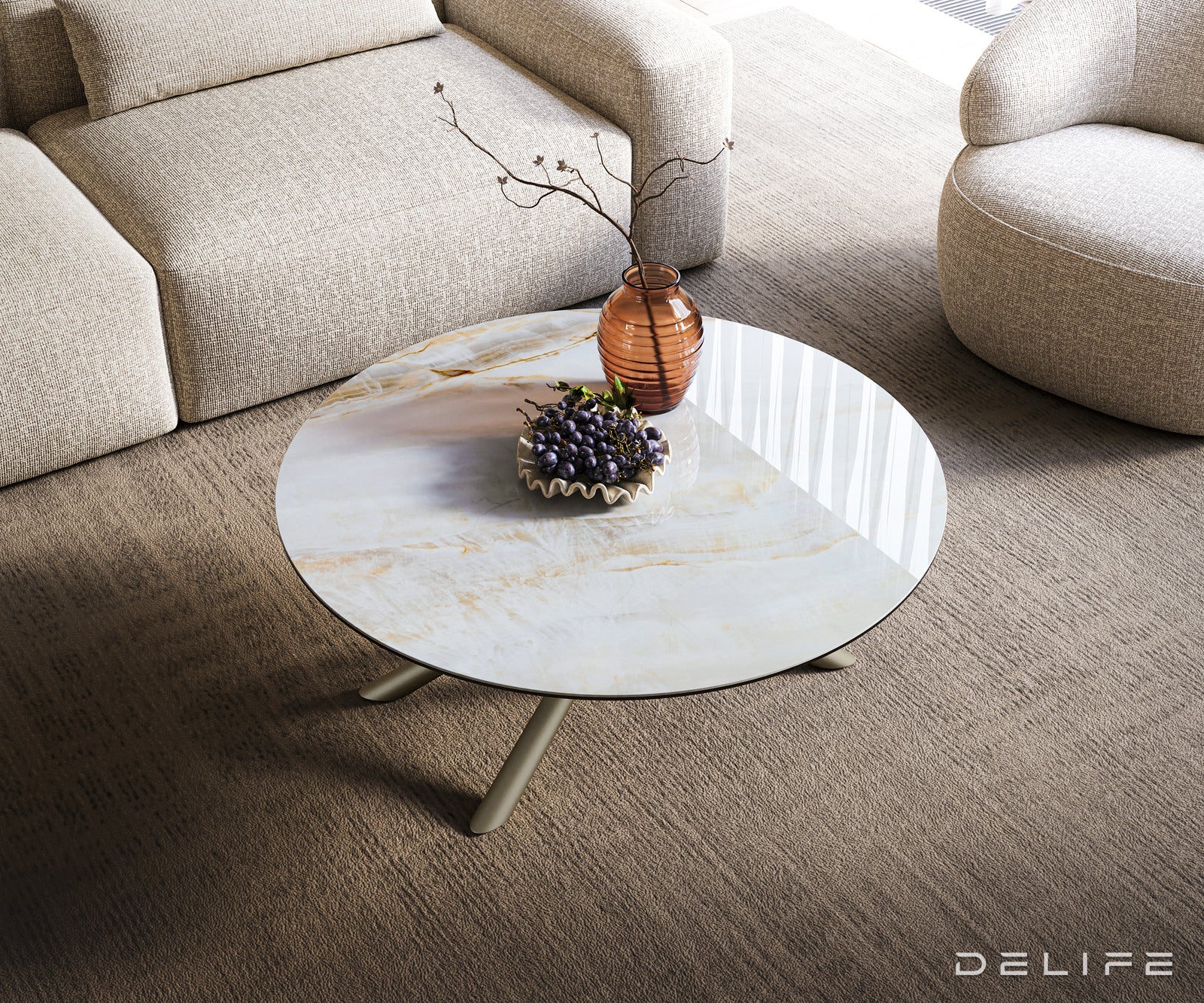 Klub stolić Edge 100x100cm, Materijal: Keramika Onyx Pearl