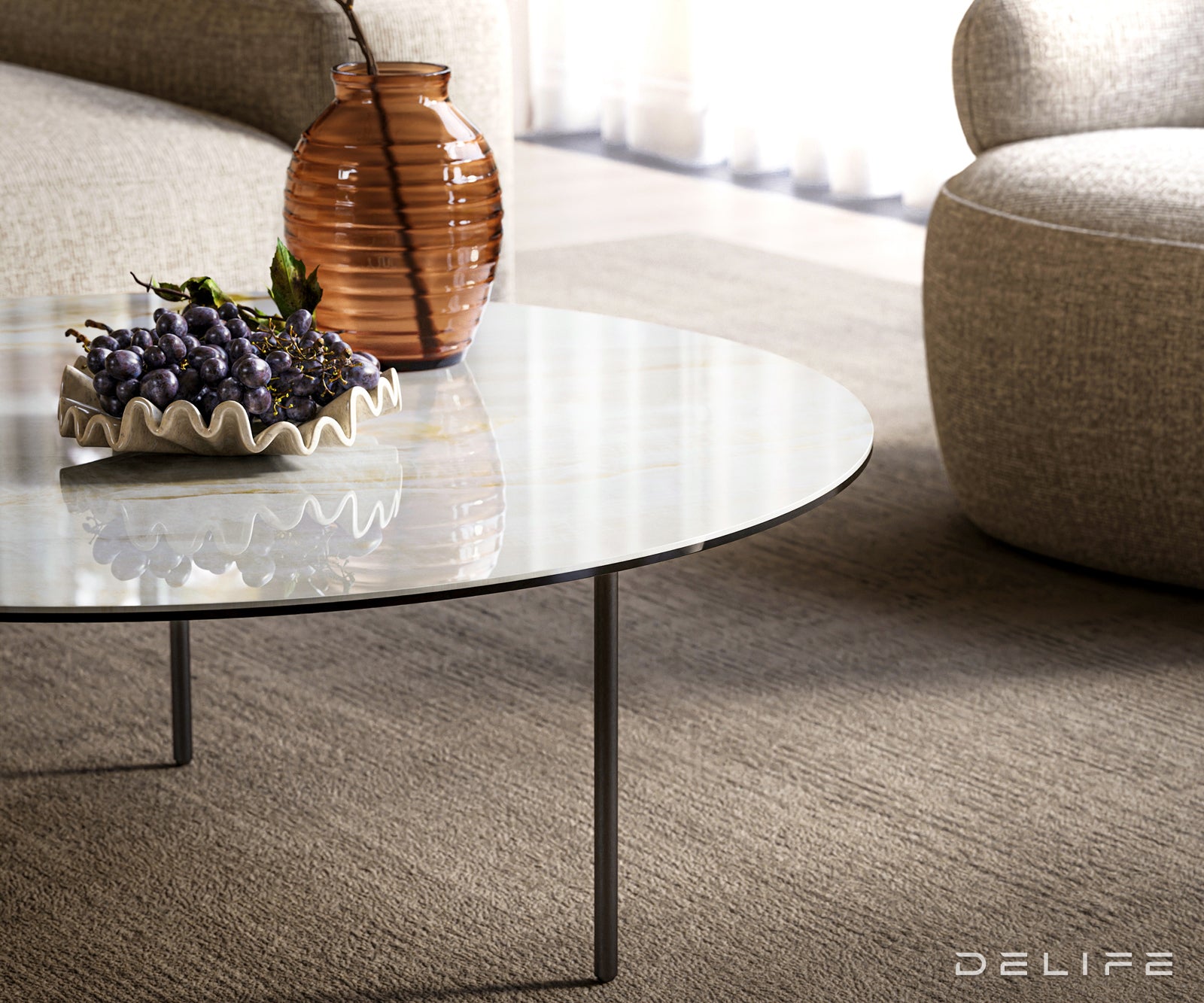 Klub stolić Edge 100x100cm, Materijal: Keramika Onyx Pearl
