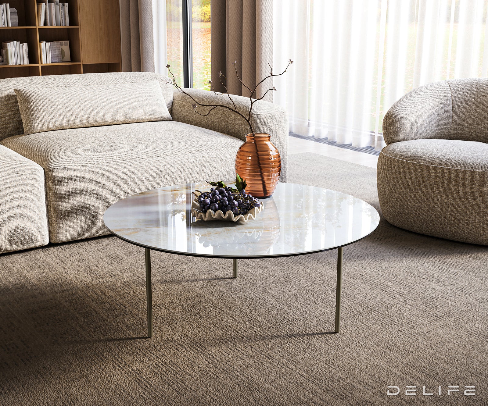 Klub stolić Edge 90x90cm, Materijal: Keramika Onyx Pearl