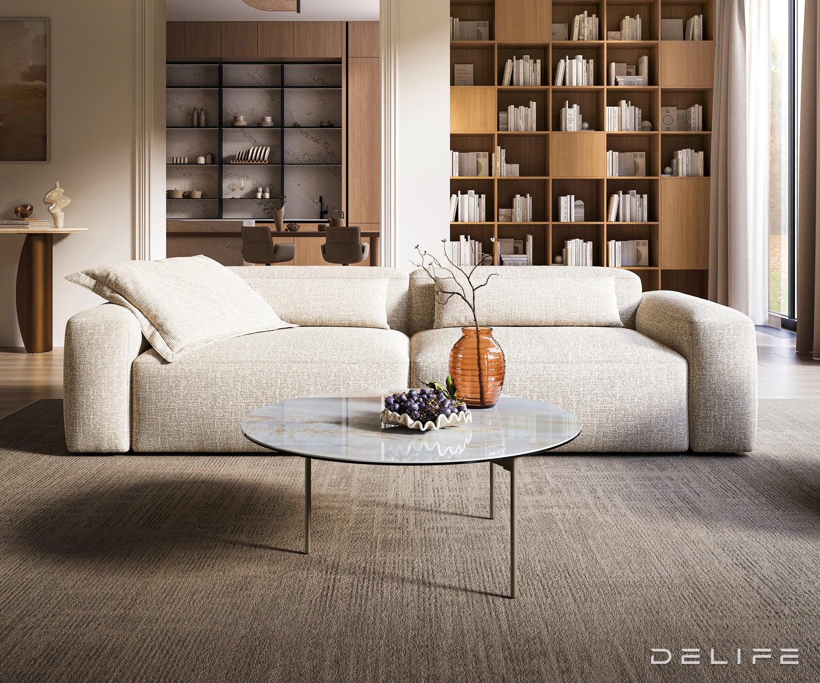 Klub stolić Edge 90x90cm, Materijal: Keramika Onyx Pearl