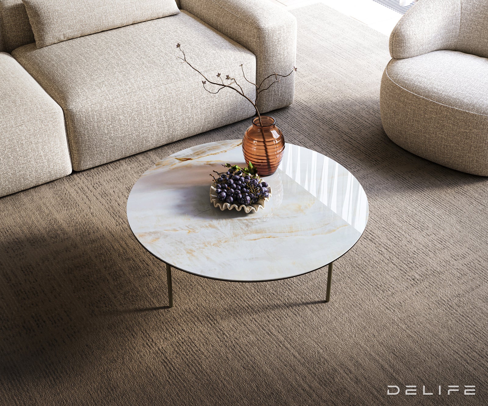 Klub stolić Edge 90x90cm, Materijal: Keramika Onyx Pearl