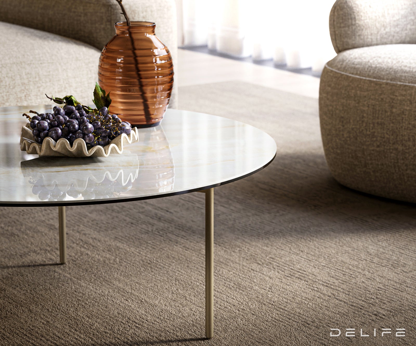 Klub stolić Edge 90x90cm, Materijal: Keramika Onyx Pearl