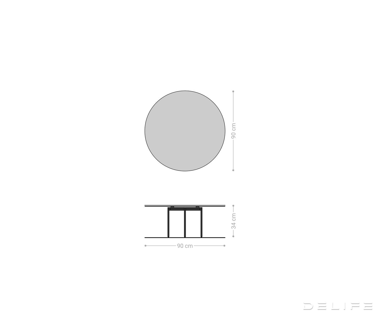 Klub stolić Edge 90x90cm, Materijal: Keramika Onyx Pearl