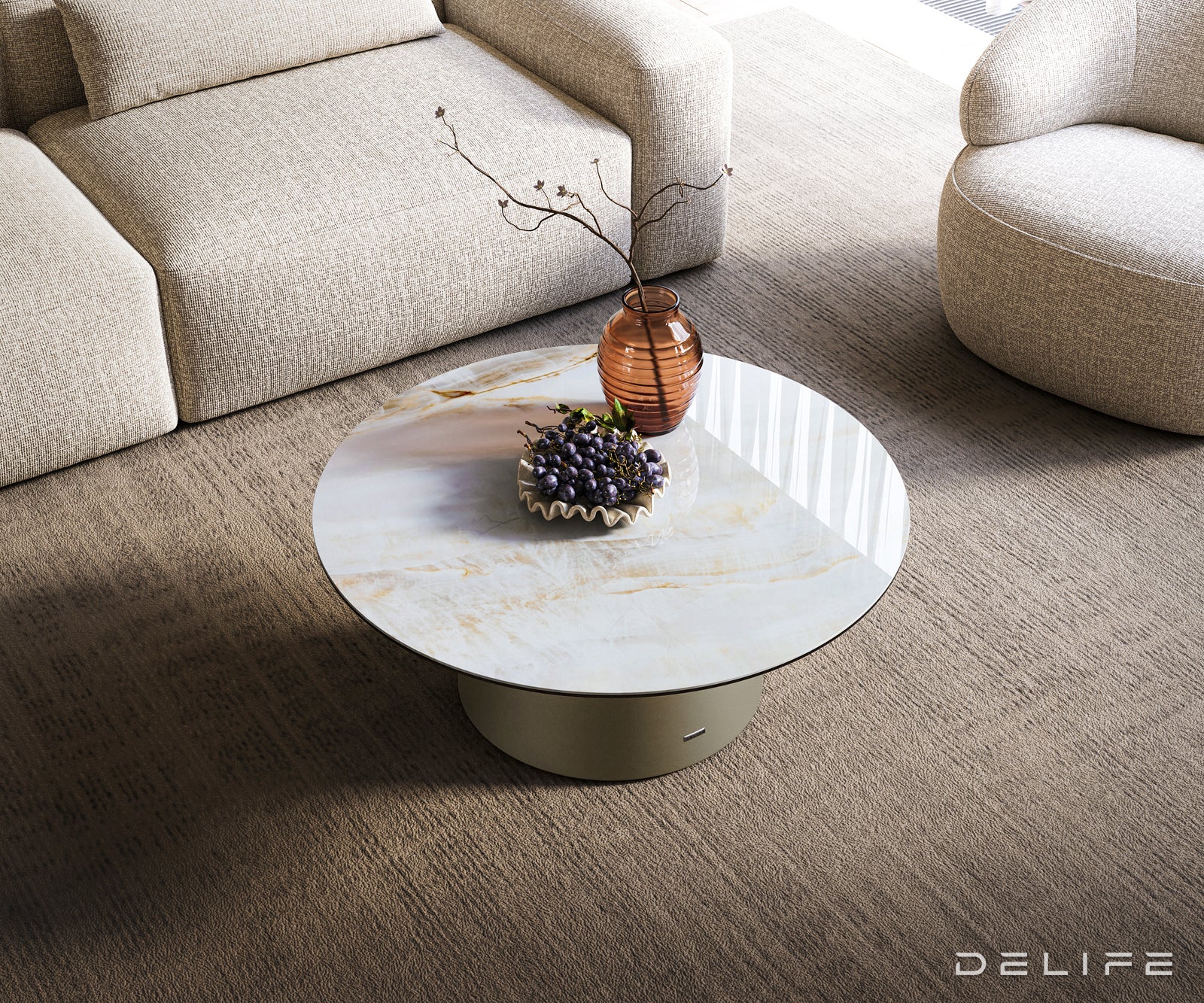 Klub stolić Edge 90x90cm, Materijal: Keramika Onyx Pearl