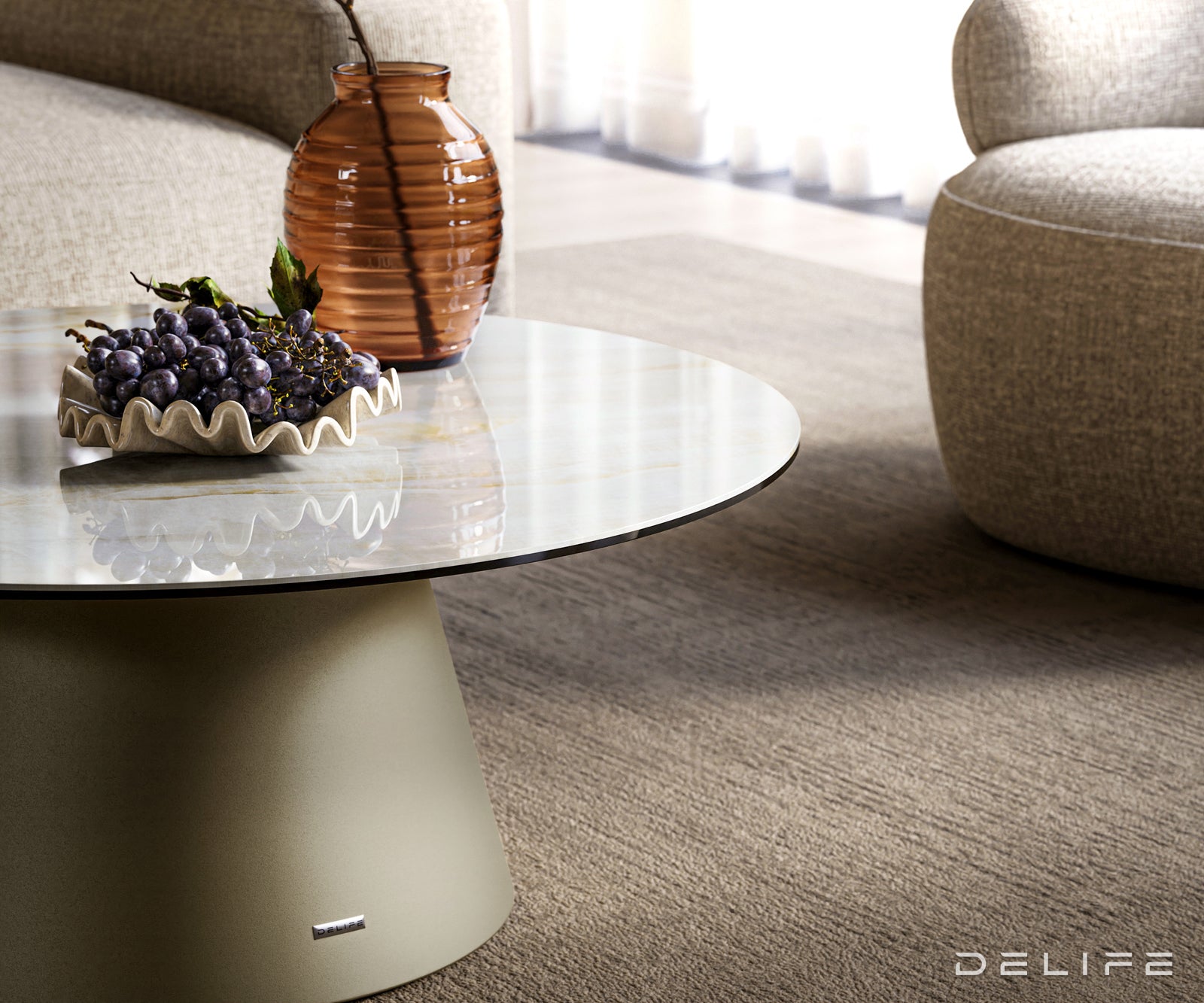 Klub stolić Edge 90x90cm, Materijal: Keramika Onyx Pearl