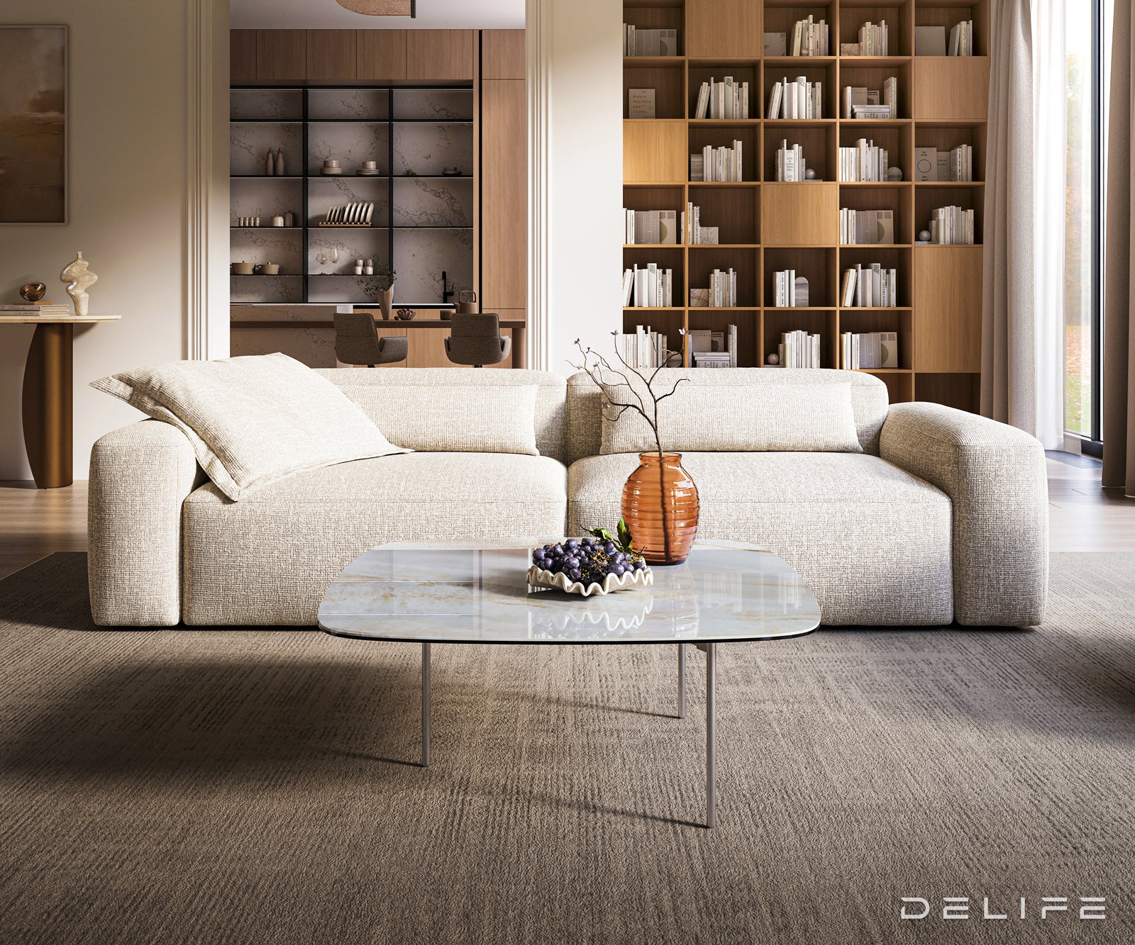 Klub stolić Edge Boot 90x90cm, Materijal: Keramika Onyx Pearl