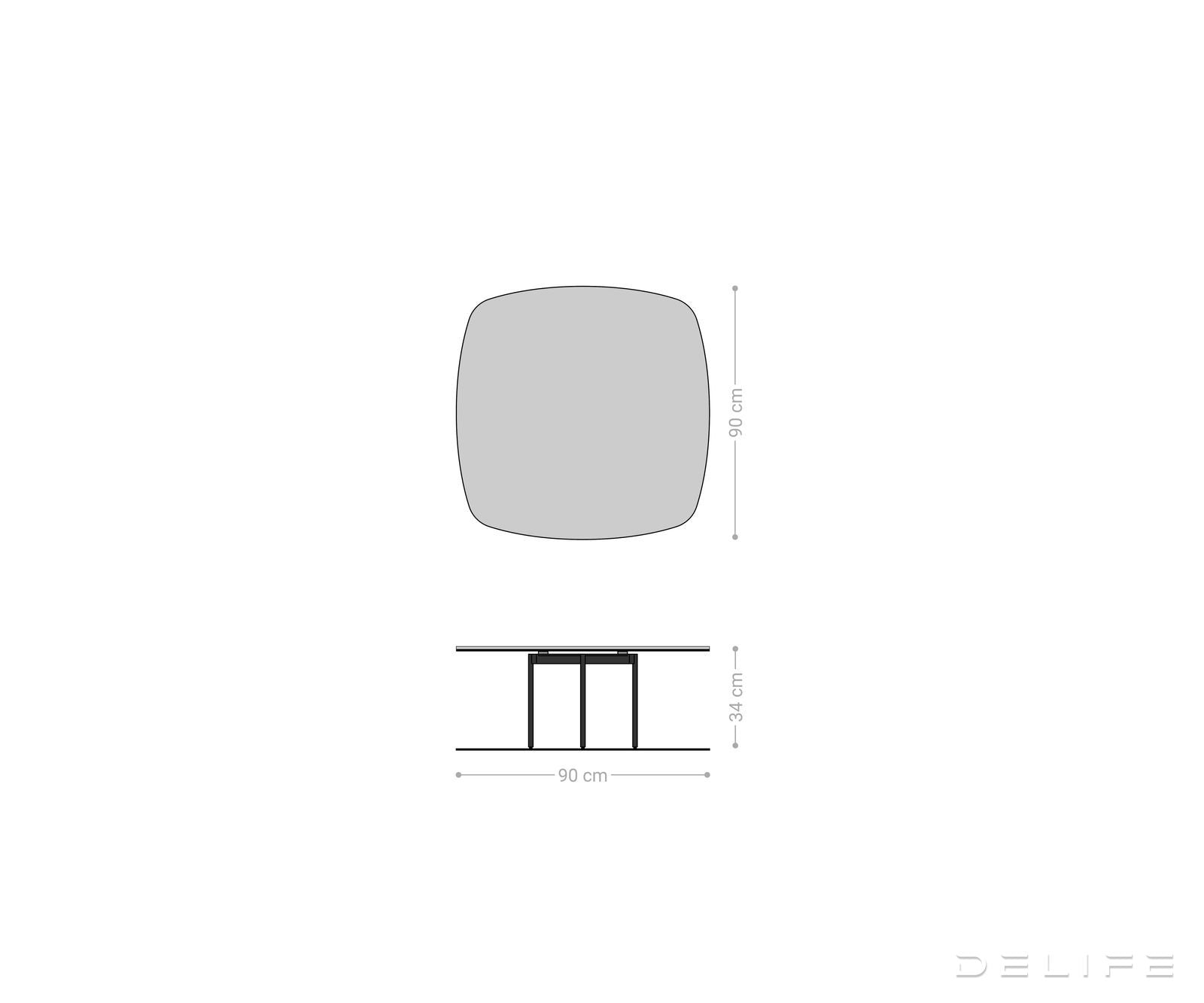 Klub stolić Edge Boot 90x90cm, Materijal: Keramika Onyx Pearl