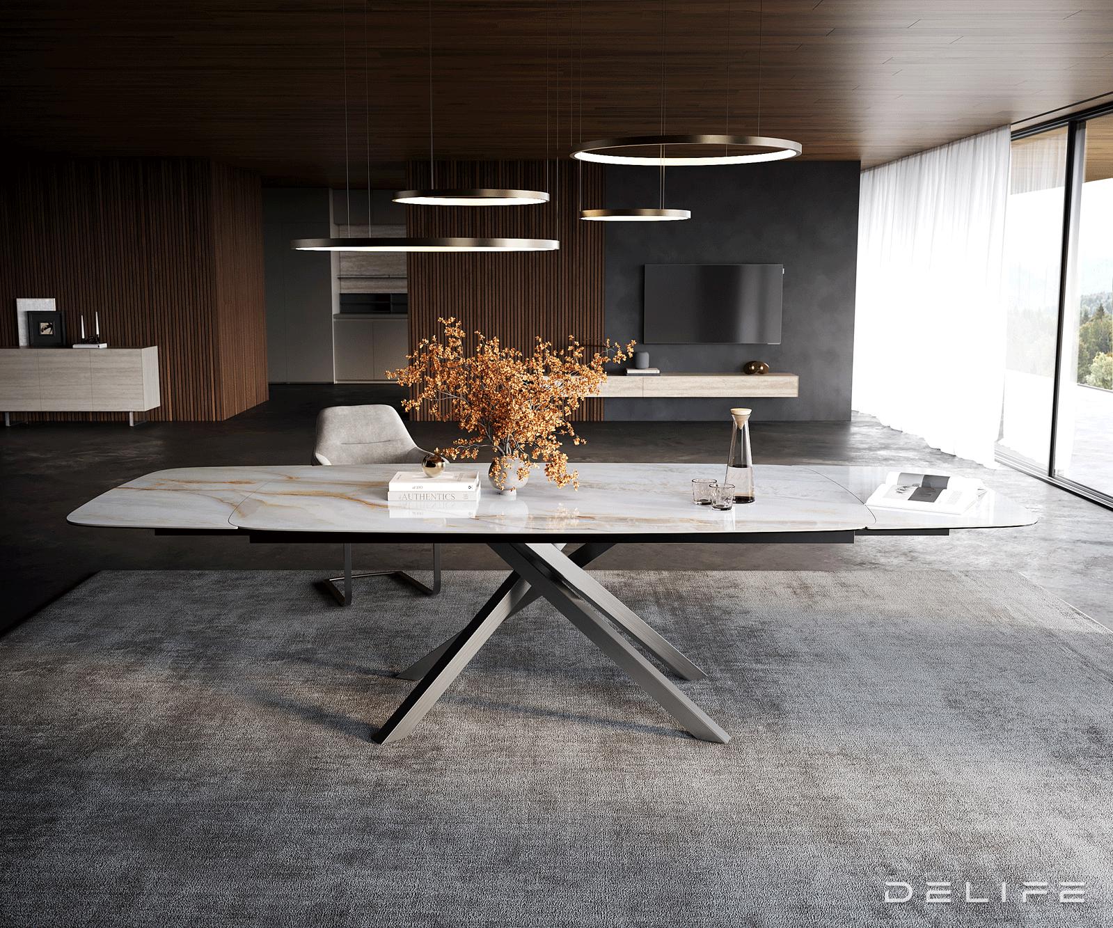 Blagovaonski stol Edge Boot 200/300x100cm, Materijal: Keramika Onyx Pearl