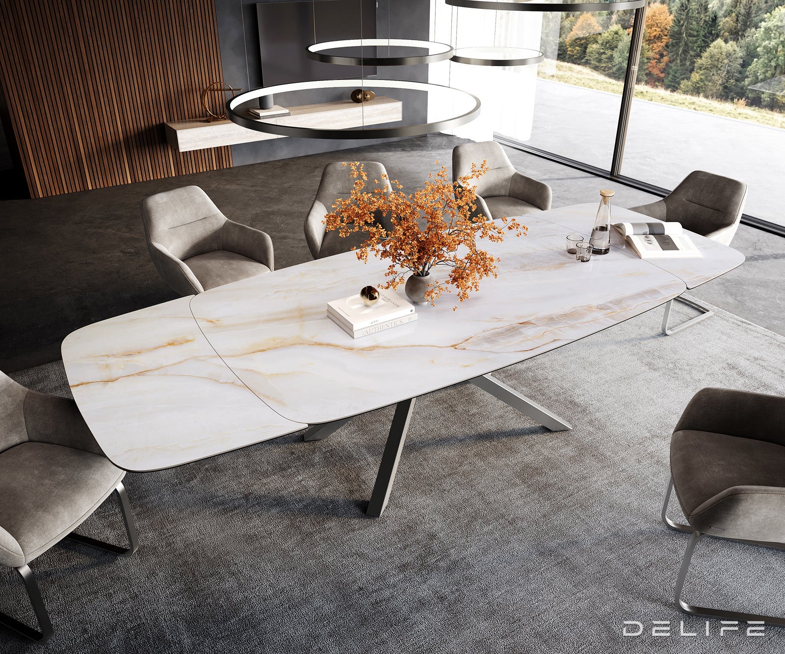 Blagovaonski stol Edge Boot 200/300x100cm, Materijal: Keramika Onyx Pearl