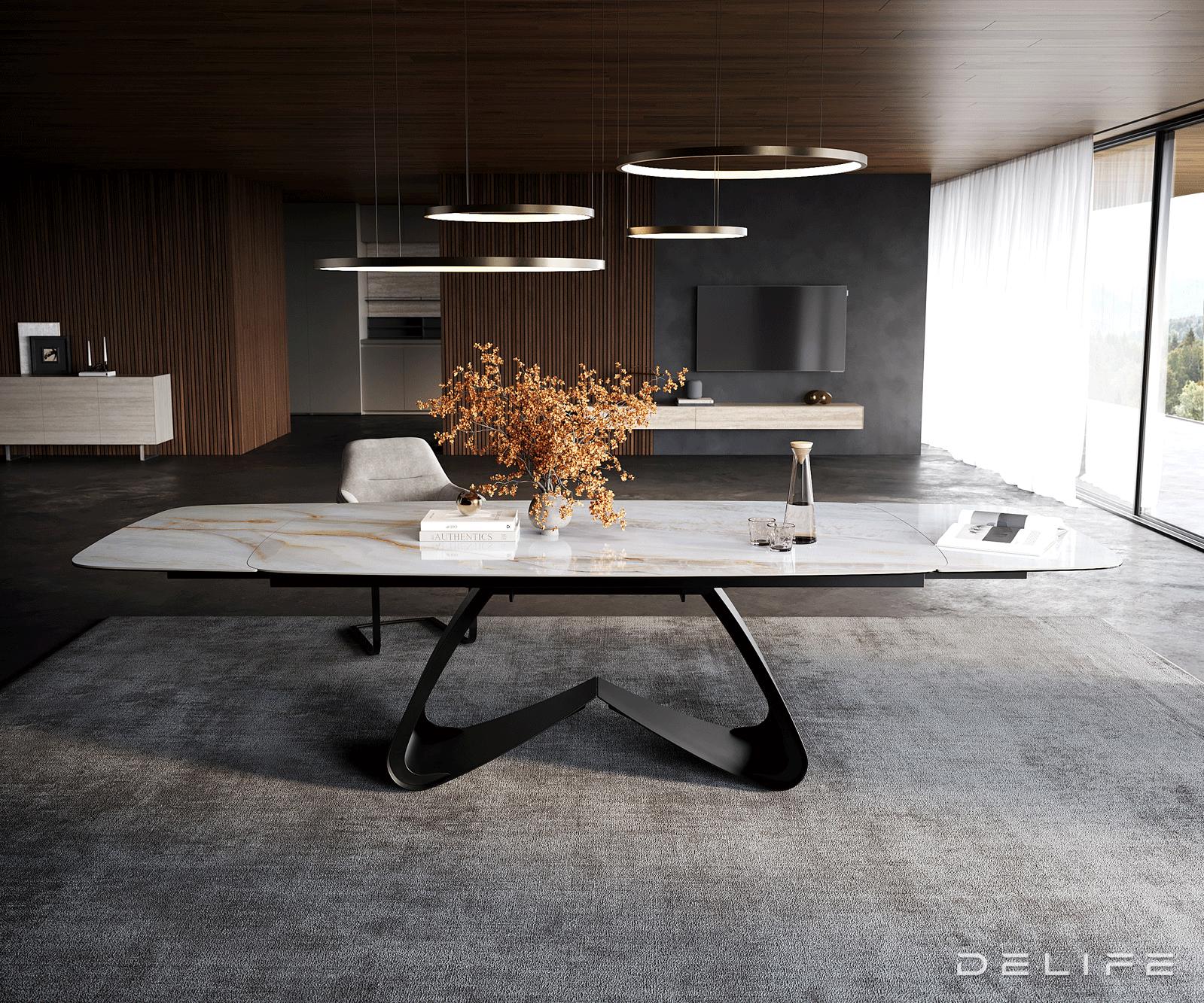 Blagovaonski stol Edge Boot 200/300x100cm, Materijal: Keramika Onyx Pearl