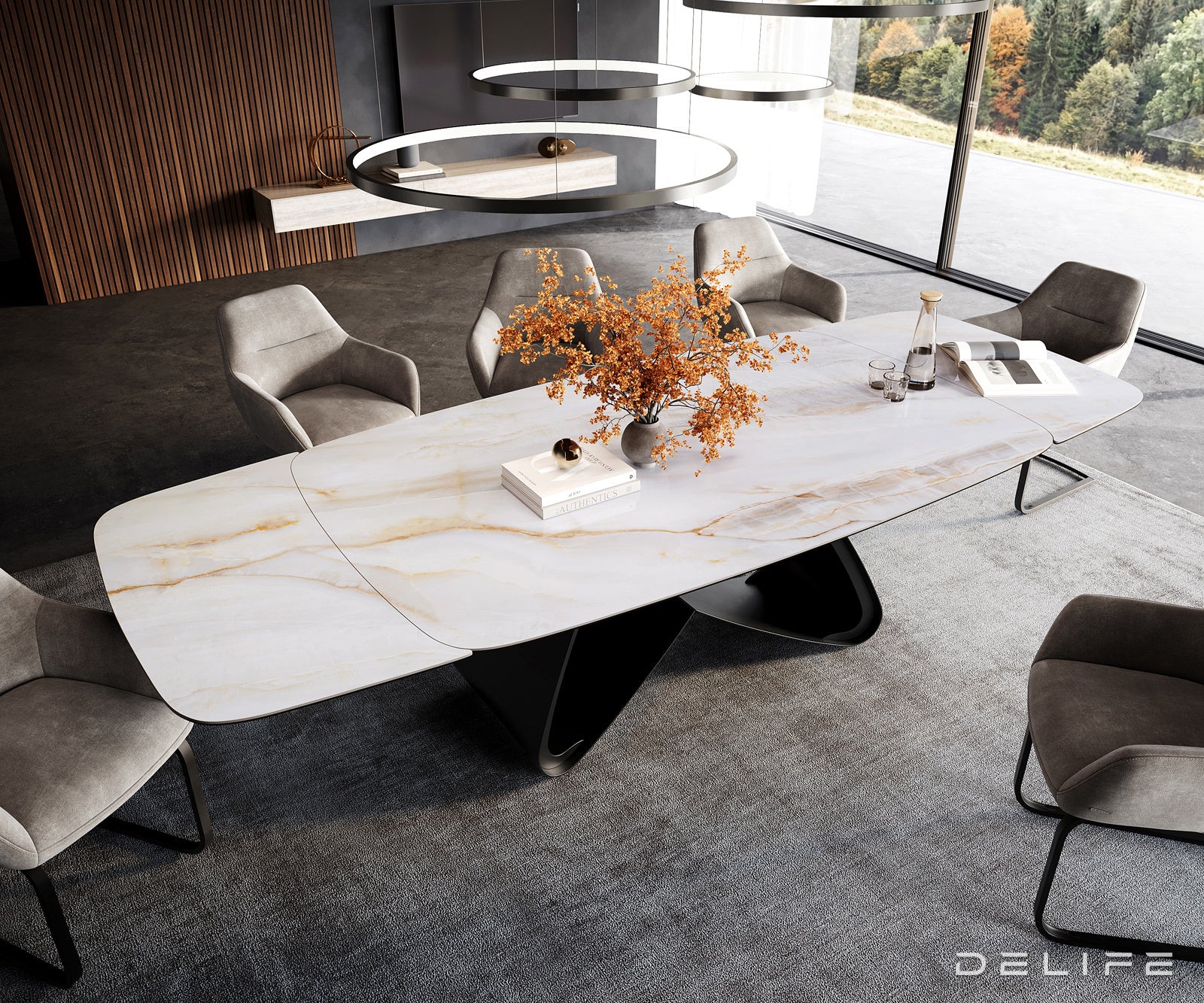 Blagovaonski stol Edge Boot 200/300x100cm, Materijal: Keramika Onyx Pearl