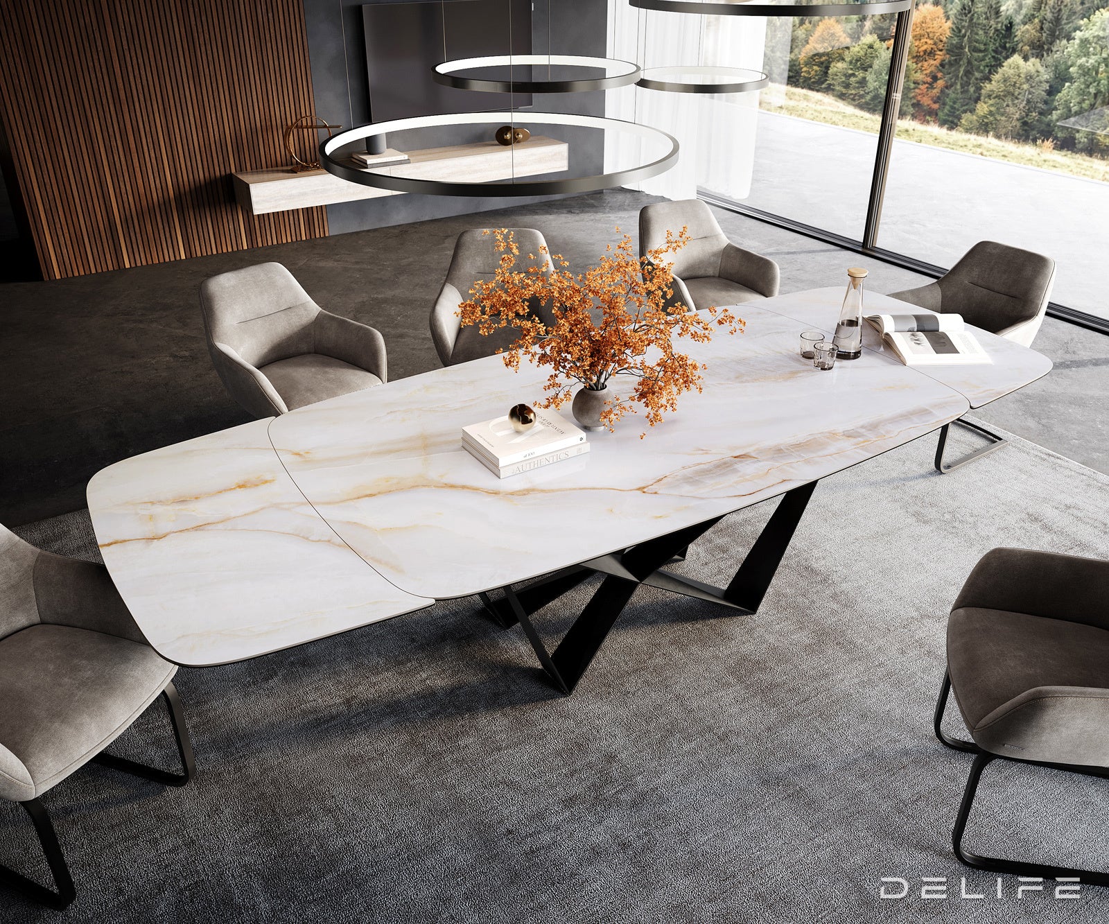 Blagovaonski stol Edge Boot 200/300x100cm, Materijal: Keramika Onyx Pearl