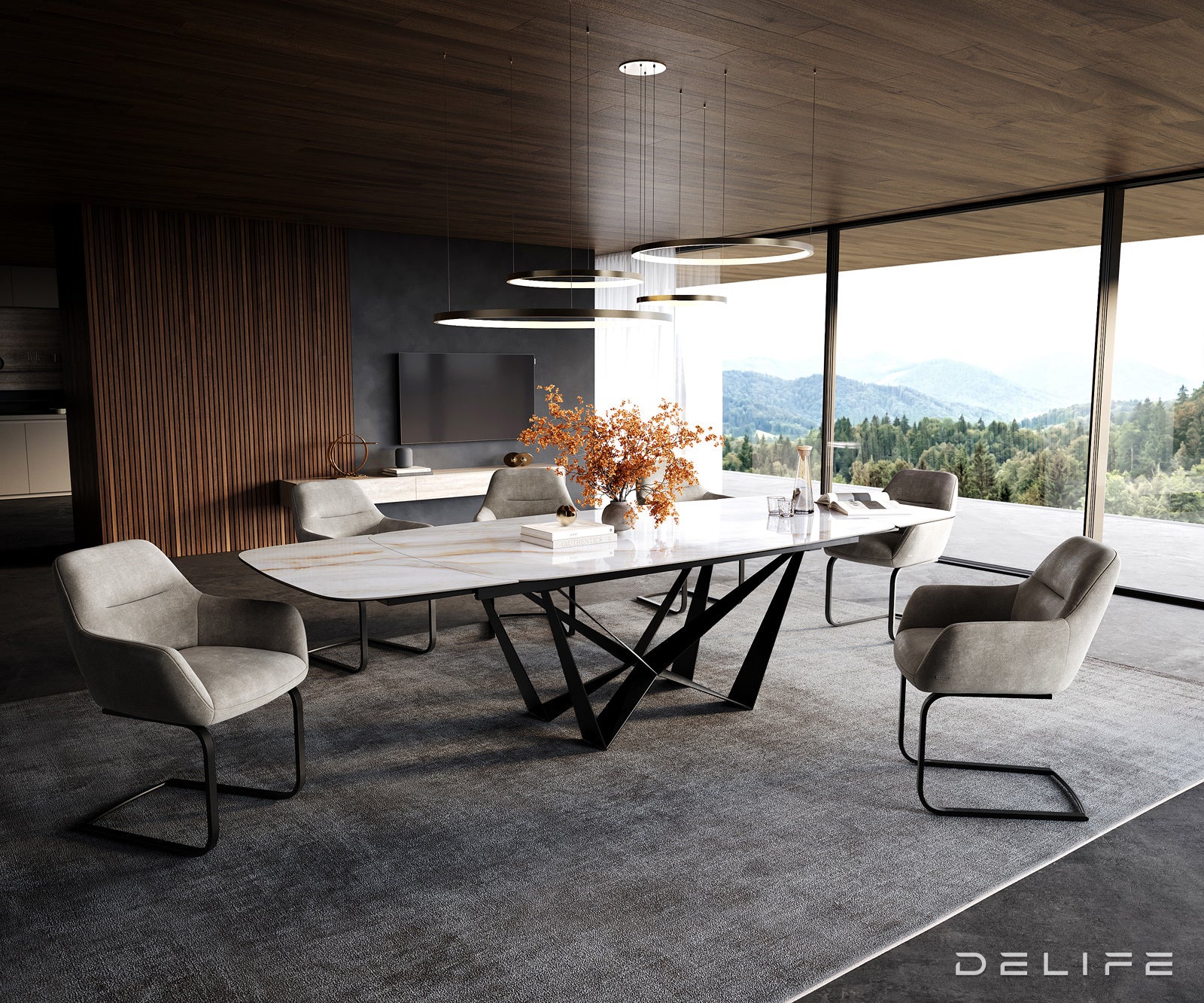 Blagovaonski stol Edge Boot 200/300x100cm, Materijal: Keramika Onyx Pearl