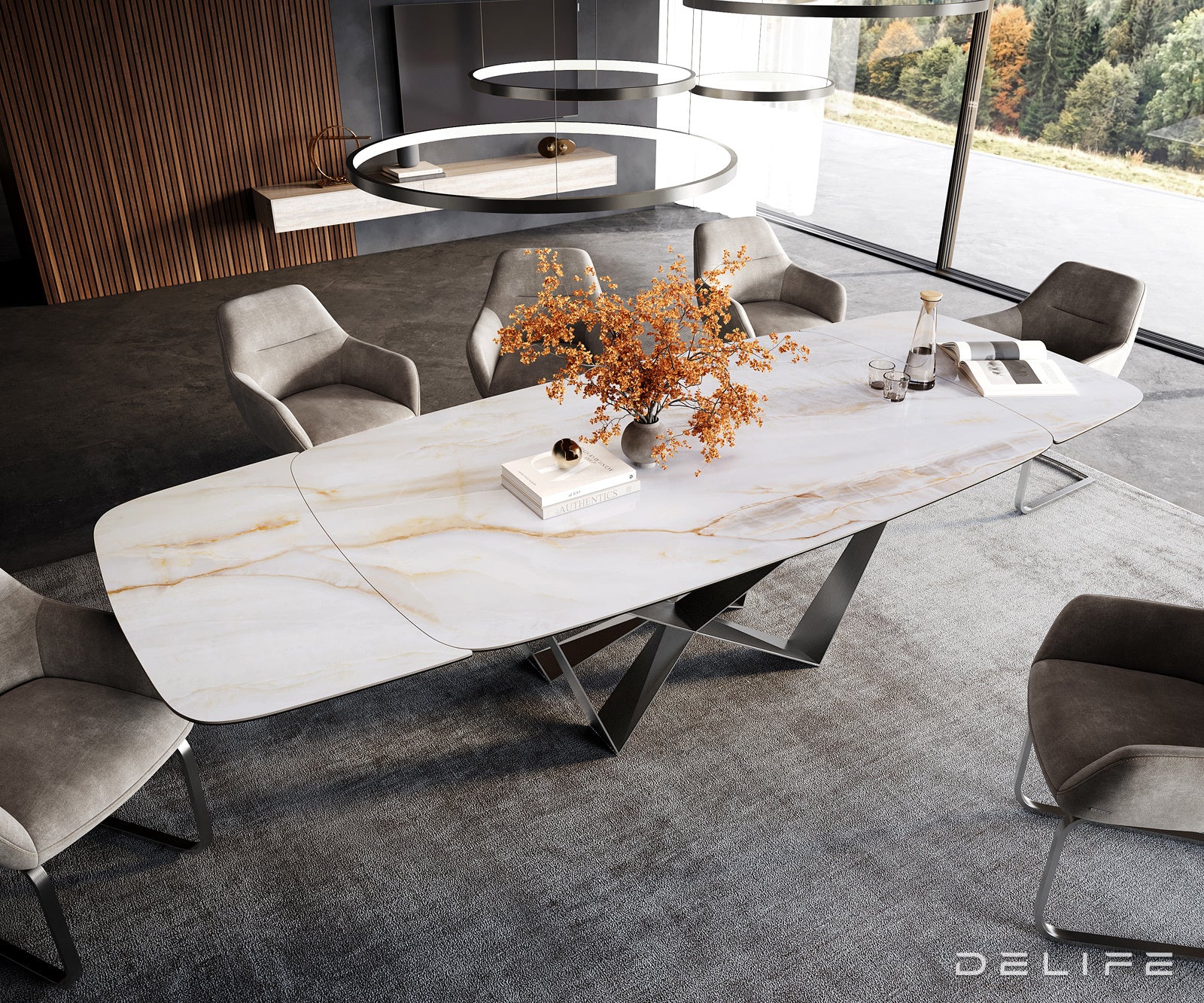 Blagovaonski stol Edge Boot 200/300x100cm, Materijal: Keramika Onyx Pearl