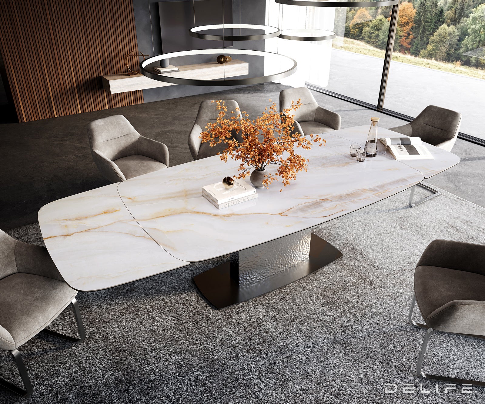 Blagovaonski stol Edge Boot 200/300x100cm, Materijal: Keramika Onyx Pearl