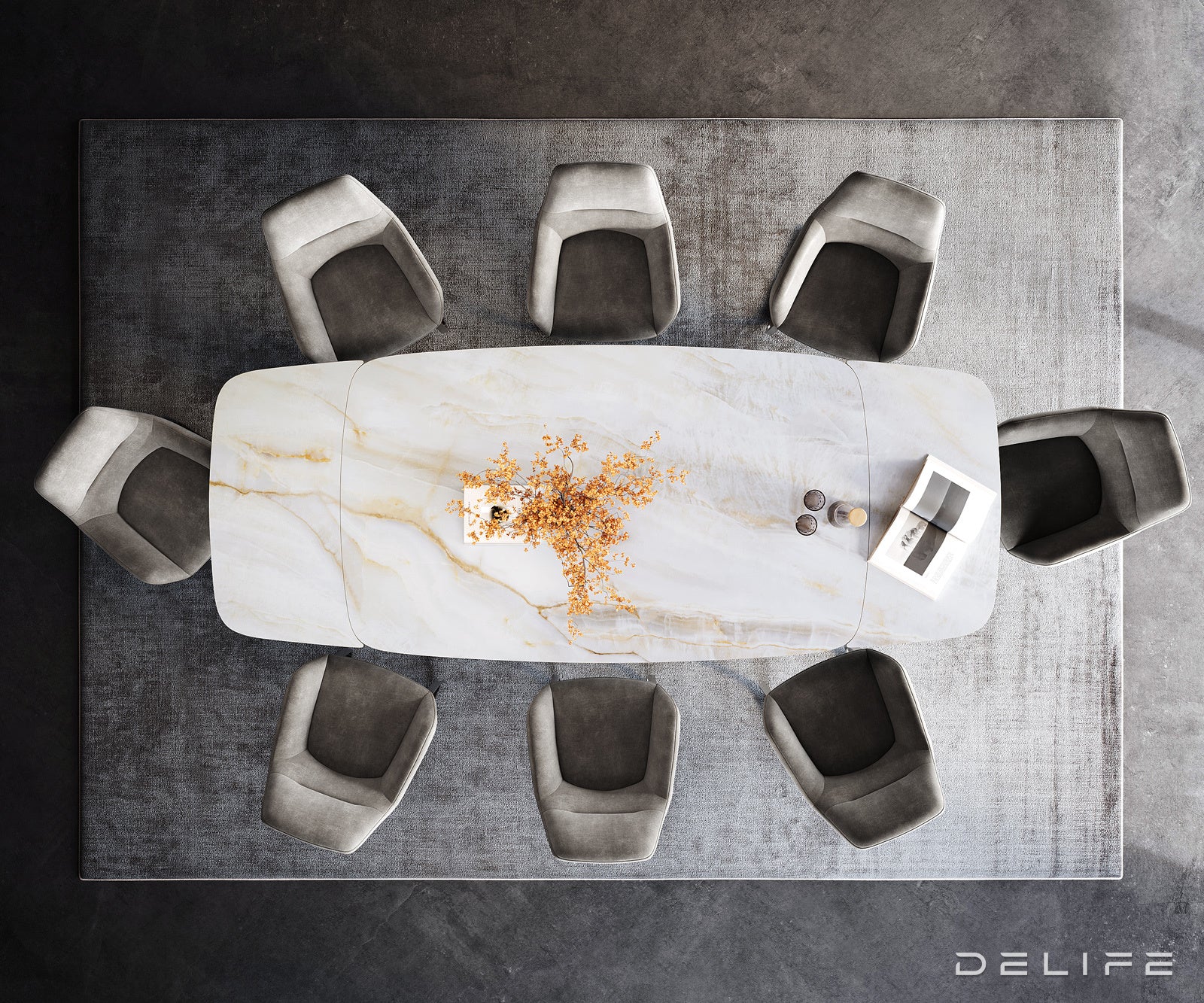 Blagovaonski stol Edge Boot 200/300x100cm, Materijal: Keramika Onyx Pearl