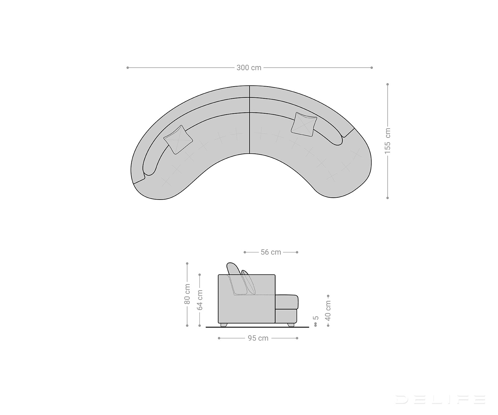 Sofa Napoli 300x155cm, Materijal: Strukturirana tkanina/Umjetna koža