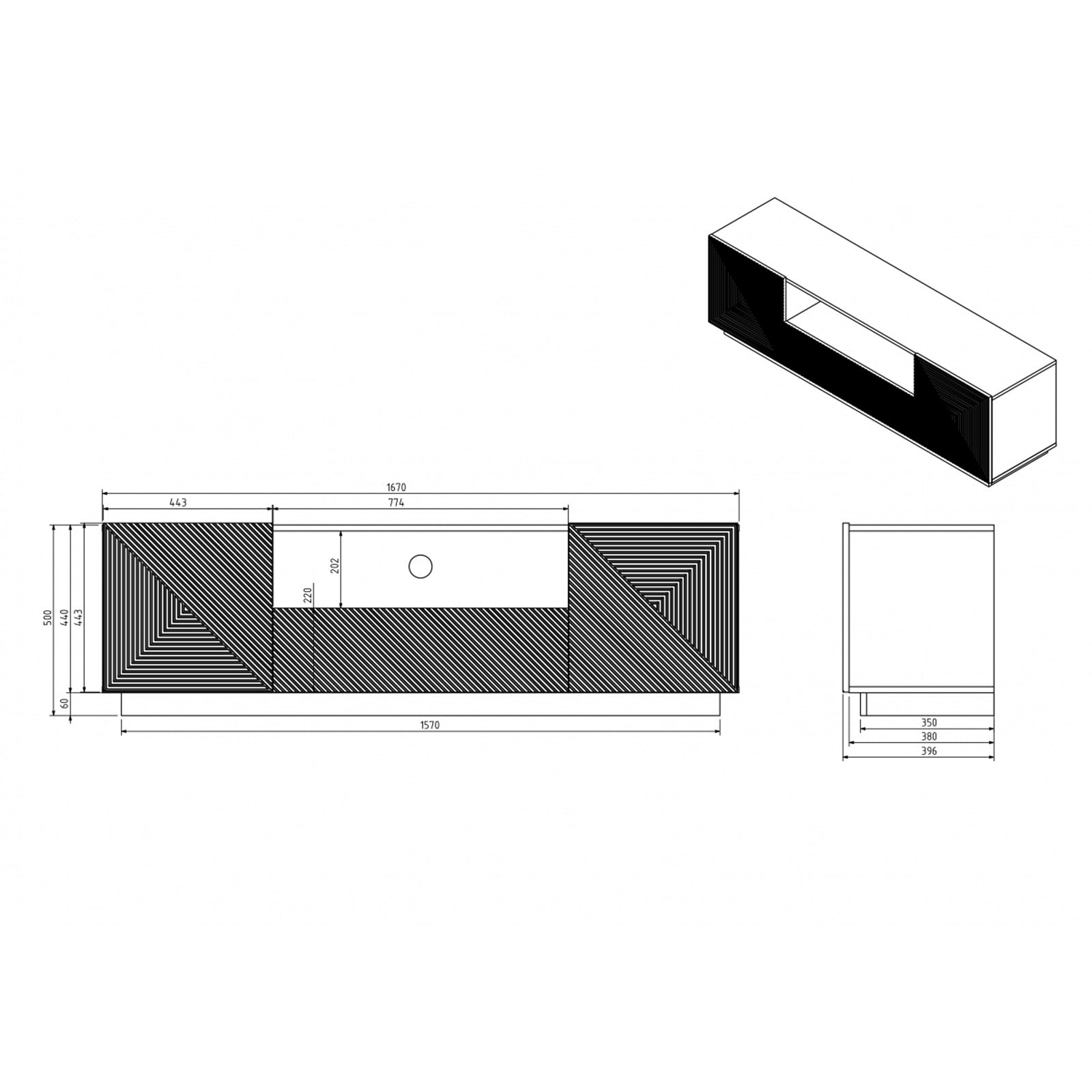 Komoda Asha 167cm, Materijal: hrast
