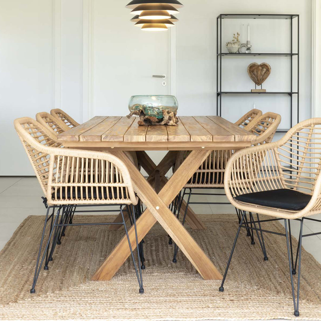 Fiksni stol Murcia, Materijal: Tikovina