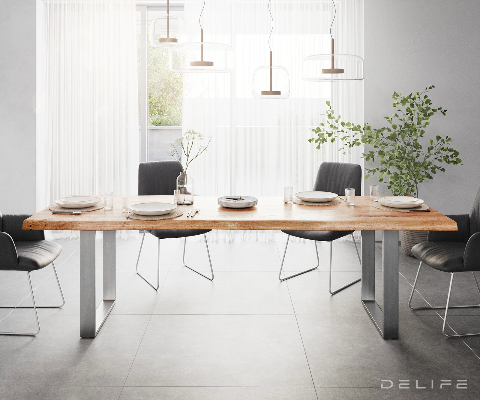 Blagovaonski stol Edge, Materijal: Bagrem, Debljina ploče: 5,5cm