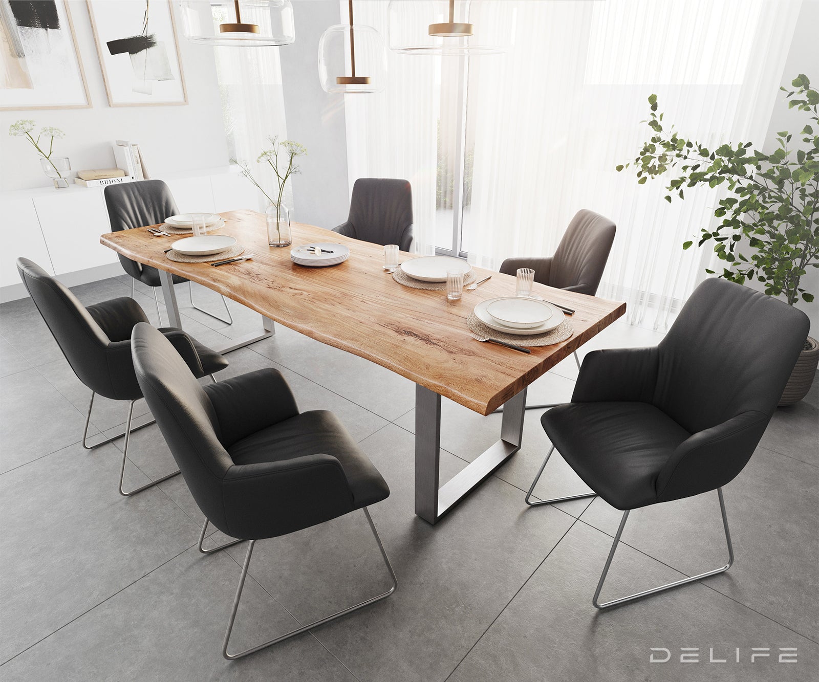 Blagovaonski stol Edge, Materijal: Bagrem, Debljina ploče: 5,5cm