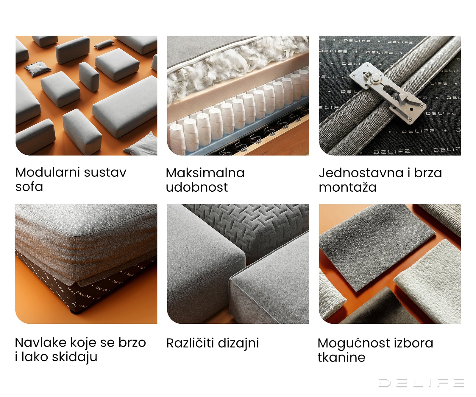 Modularna Sofa Freestyle 280x110cm, Materijal: Strukturirana tkanina