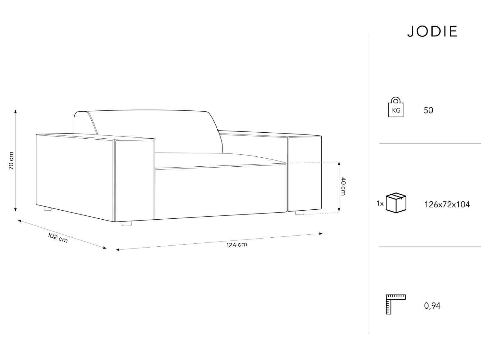 Jodie fotelja 124x102cm, Materijal: Strukturirana tkanina