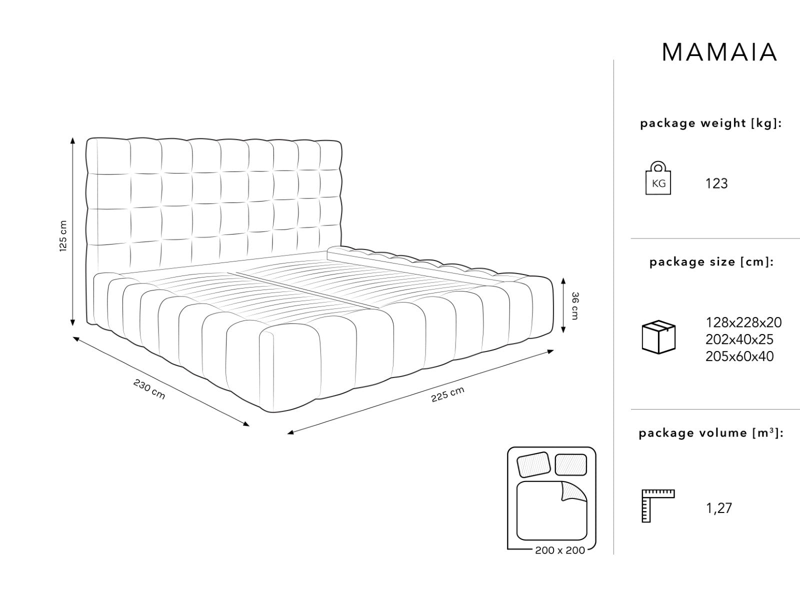 Mamaia okvir kreveta s uzglavljem i sandukom za odlaganje, Materijal: Baršun