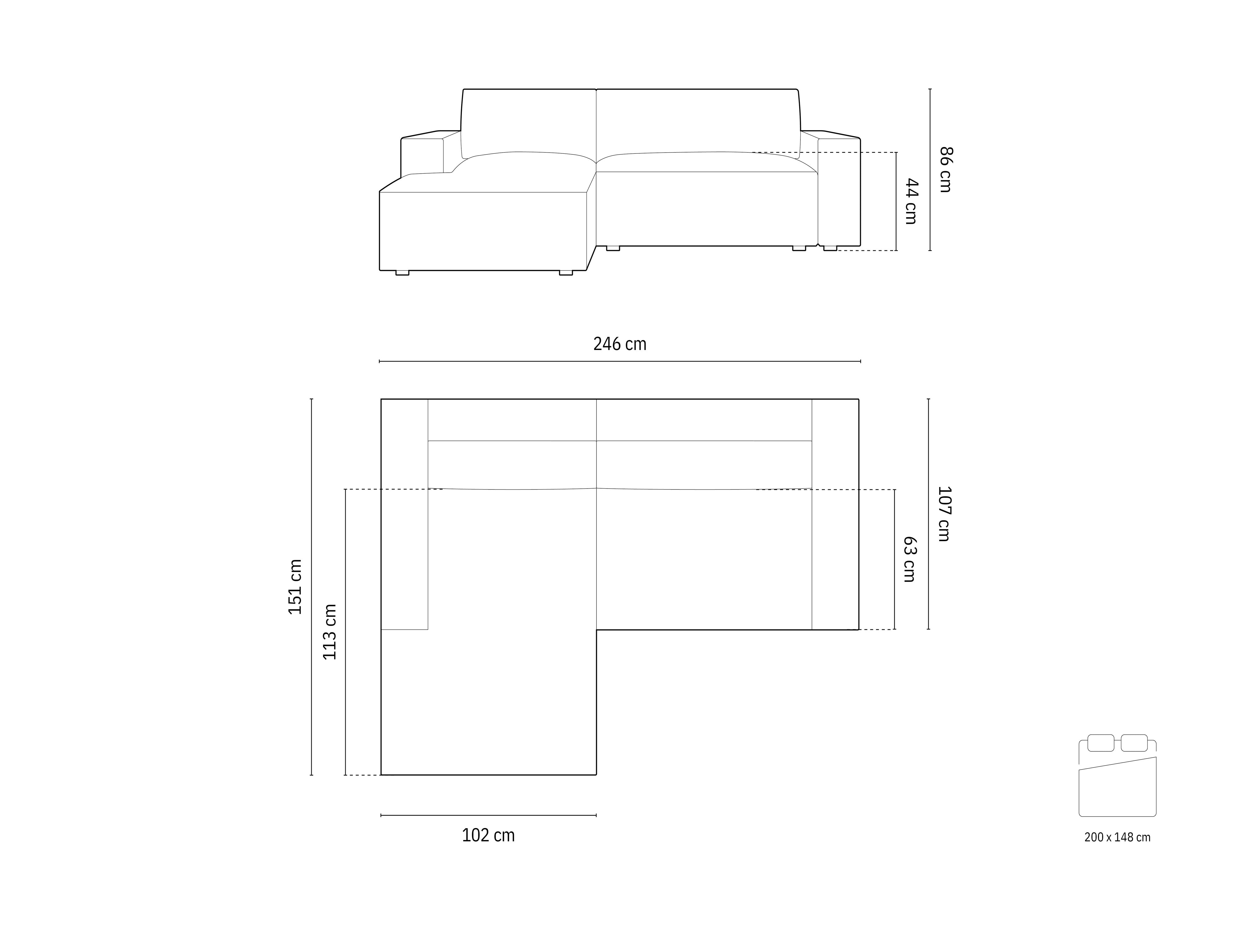 Kutna garnitura Na Razvlačenje Jodie 246x151cm, Materijal: Baršun
