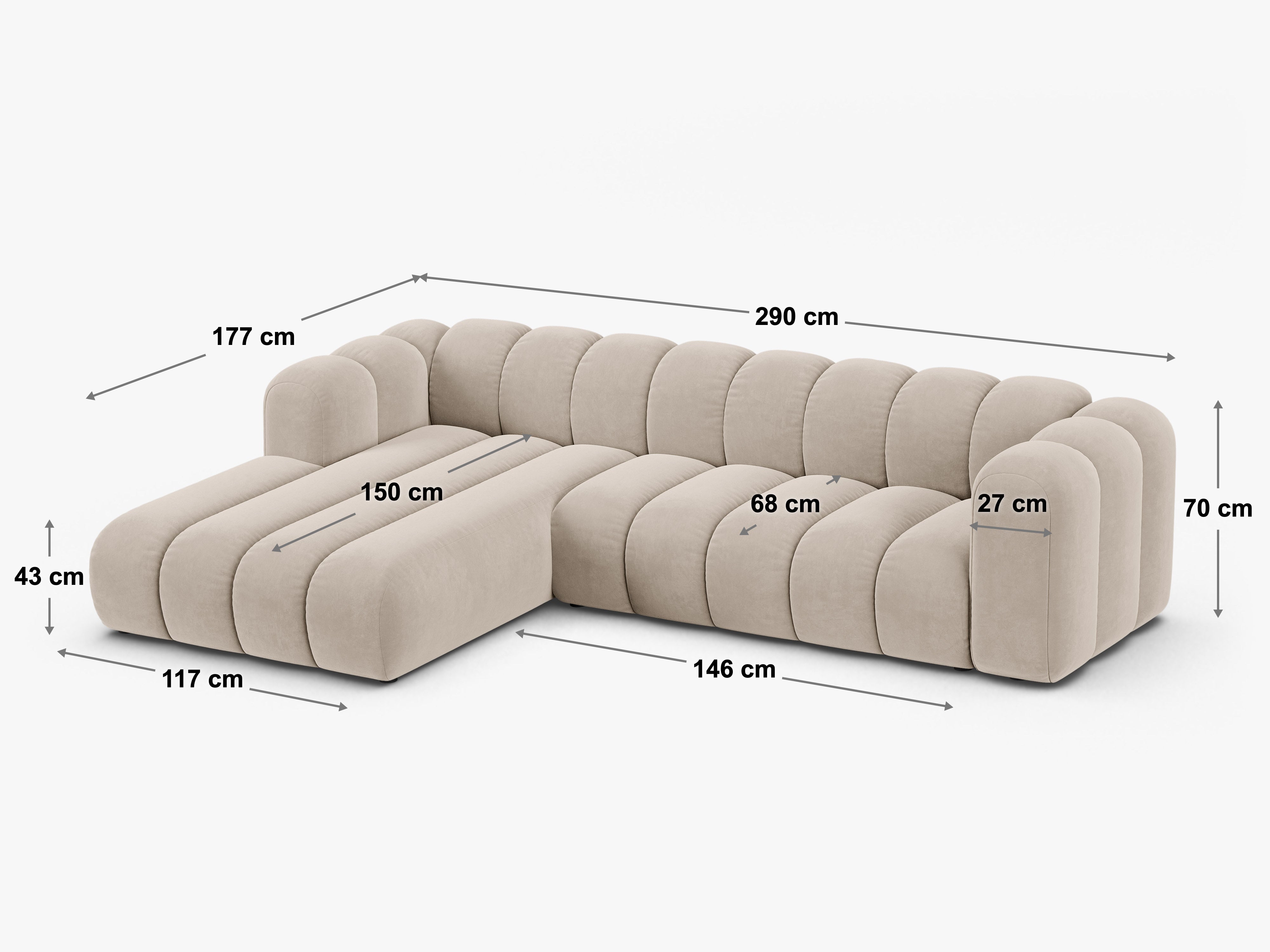 Kutna garnitura Lupine 290x177cm, Materijal: Chenille Eden