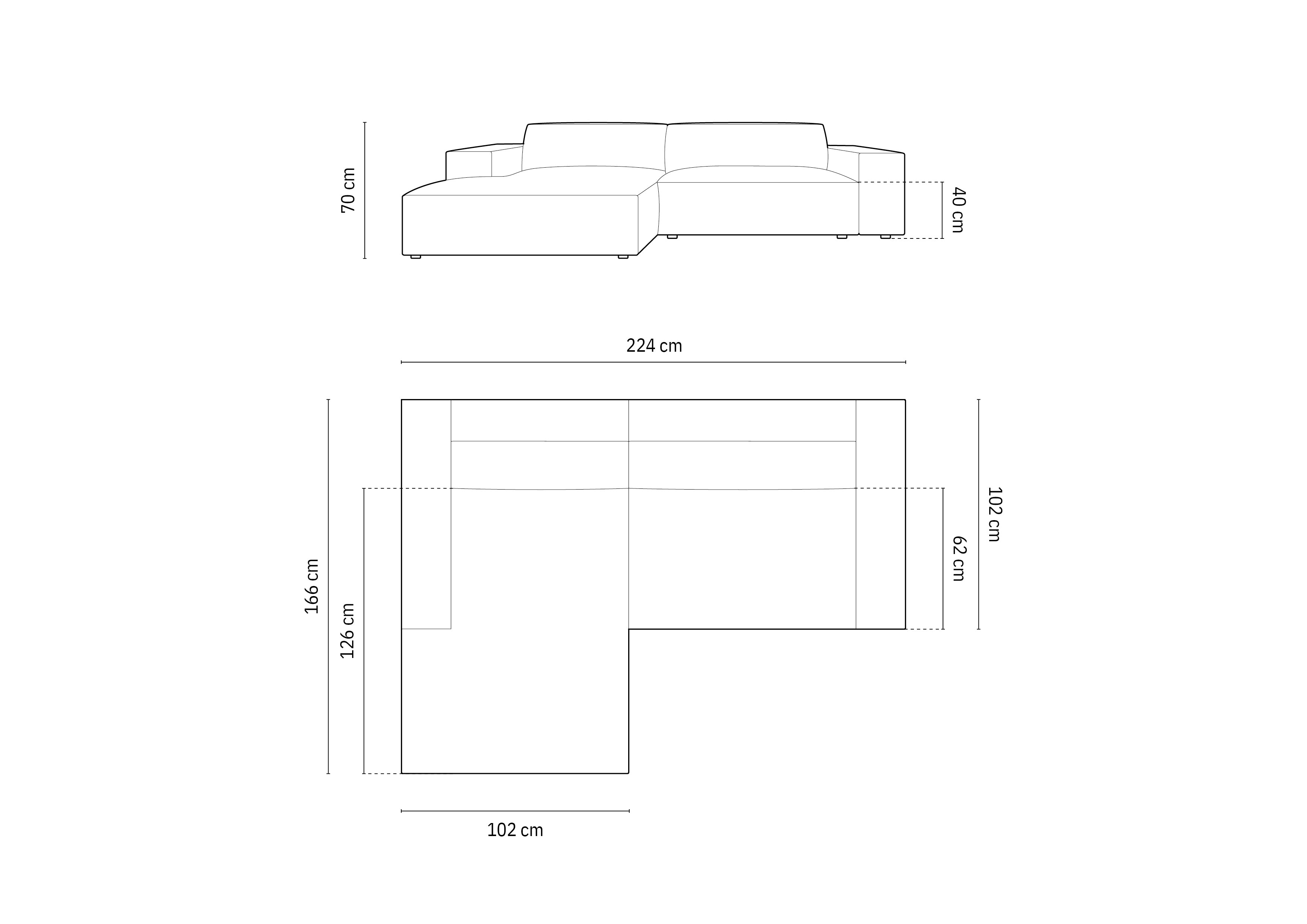 Kutna garnitura Jodie 224x162 cm, Materijal: Baršun