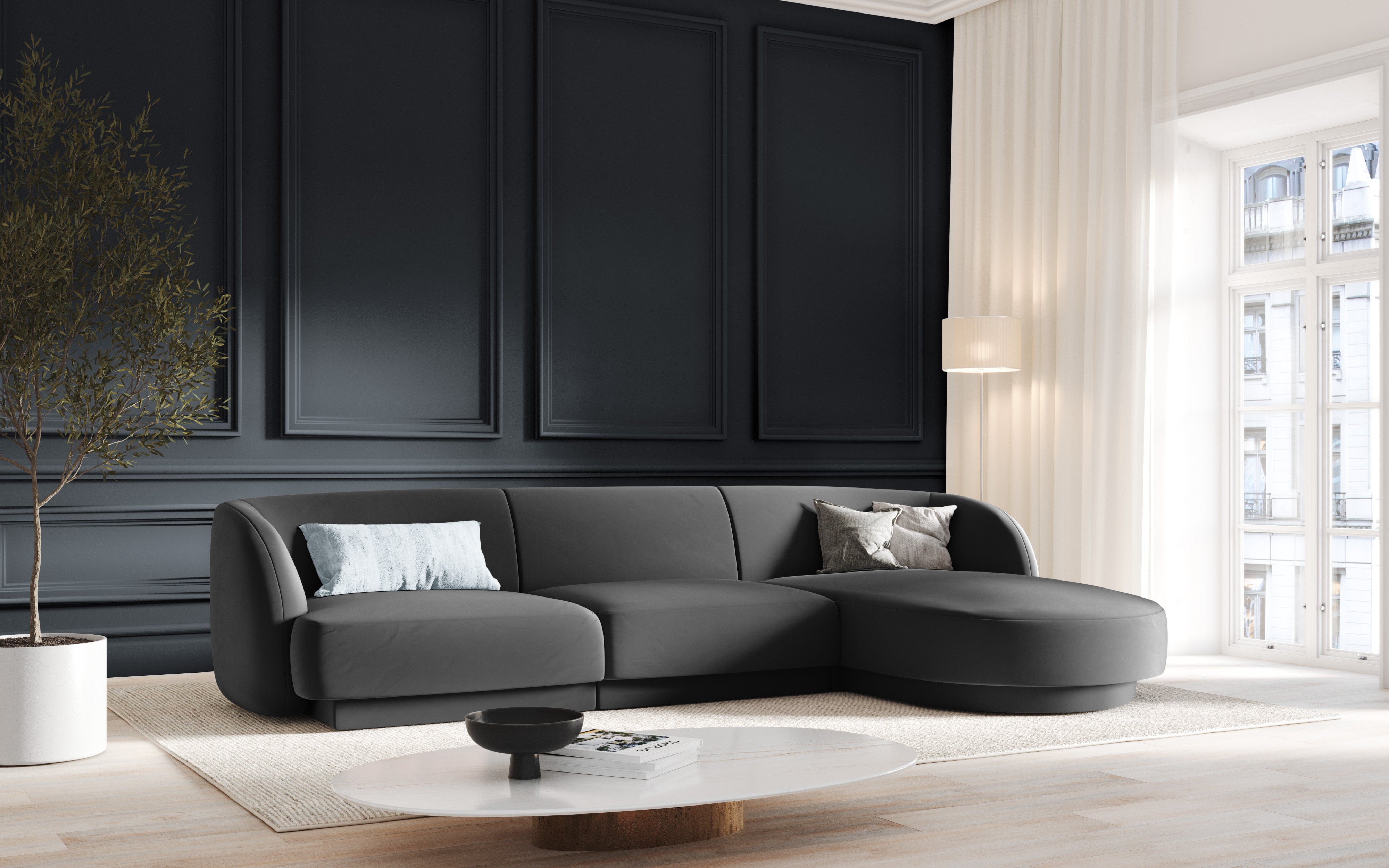 Kutna garnitura Miley 255x165cm, Materijal: Baršun