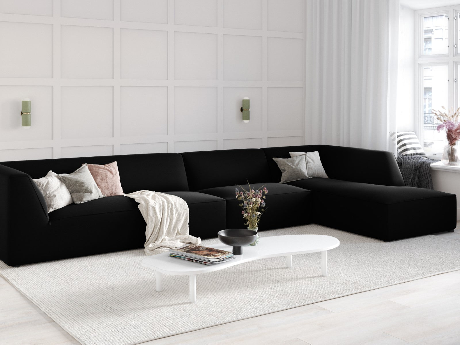 Kutna garnitura Ruby, 5 sjedala, 366x180cm, Materijal: Baršun