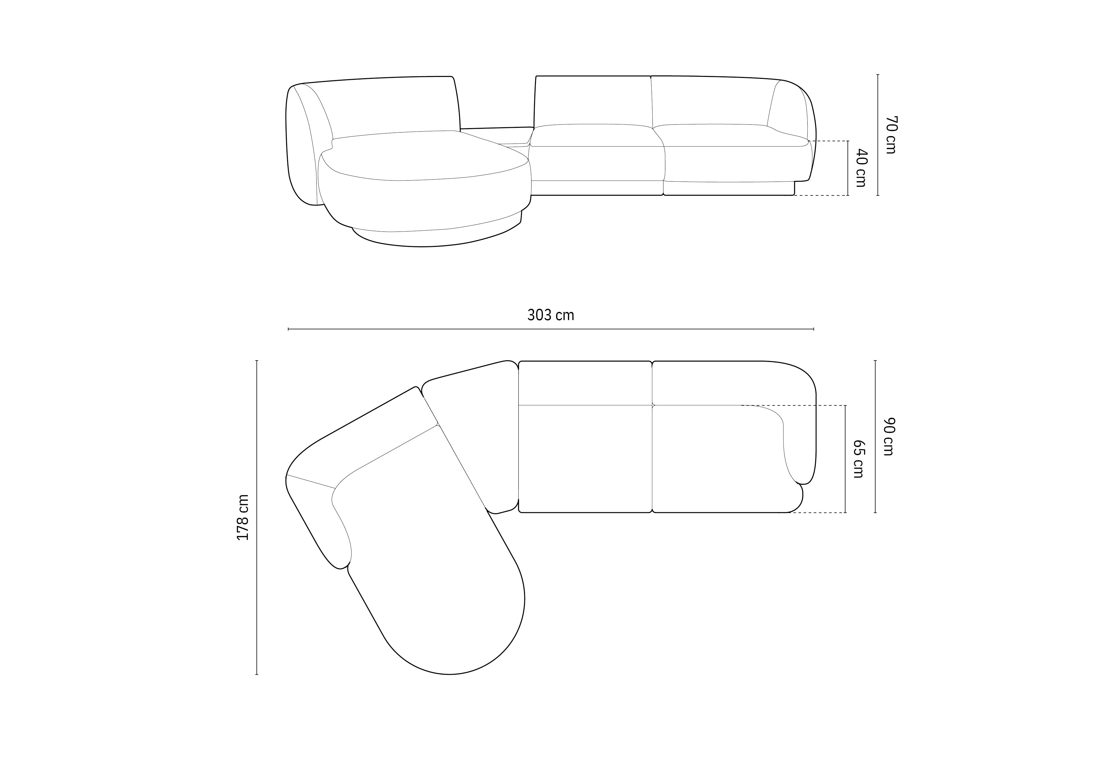 Kutna garnitura Miley 303x178cm, Materijal: Baršun