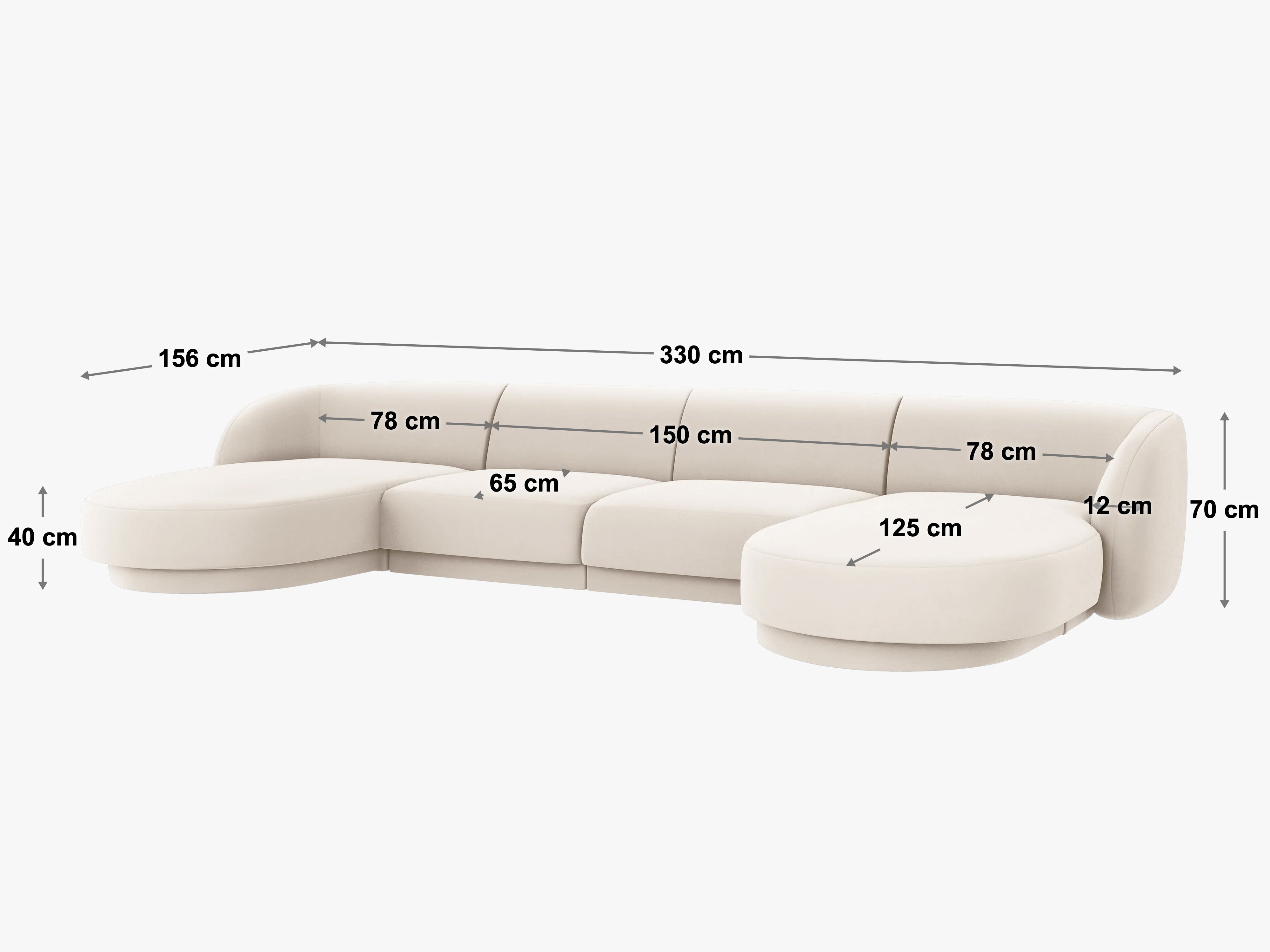 Kutna garnitura Miley 330x156cm, Materijal: Baršun