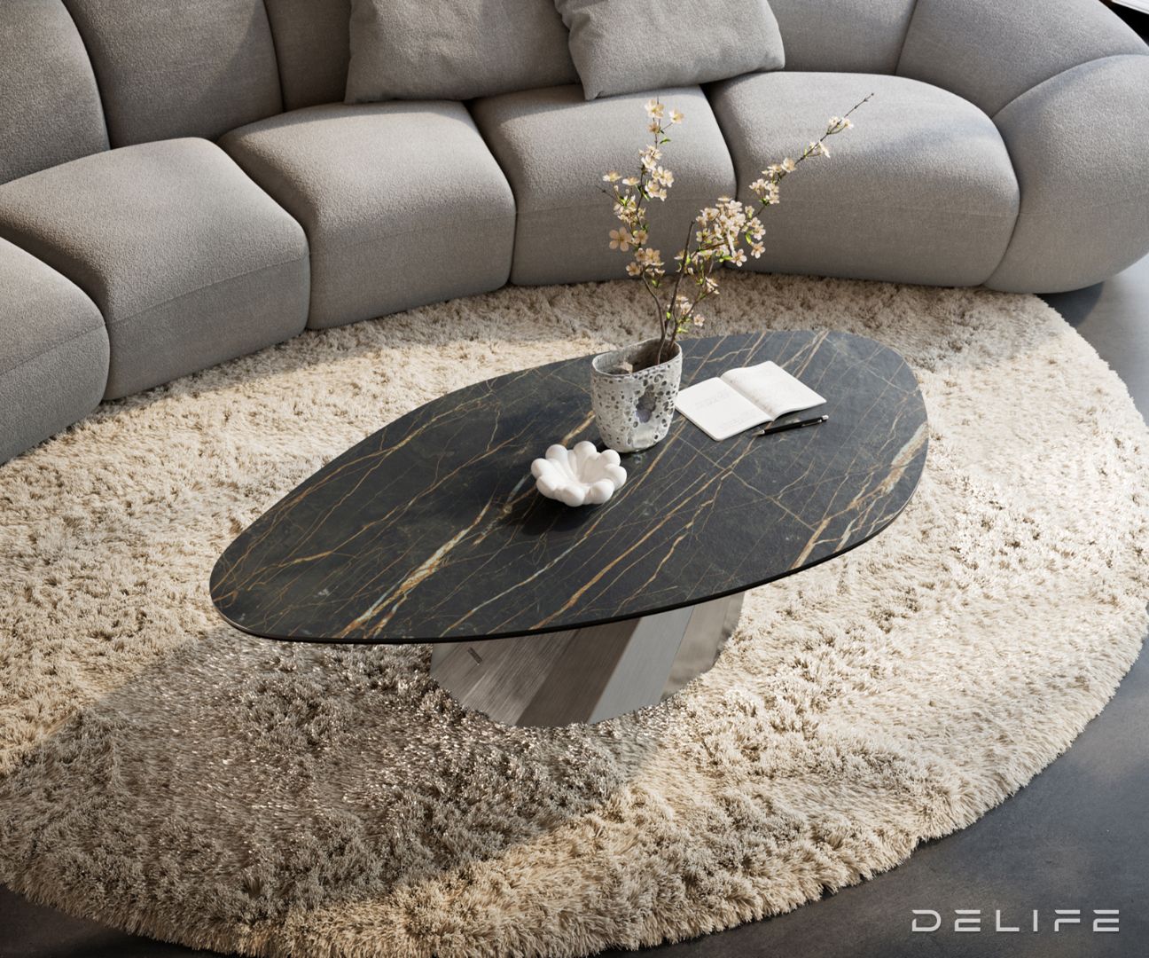 Klub stolić Edge 140x76cm, Materijal: Keramika Noir Desir