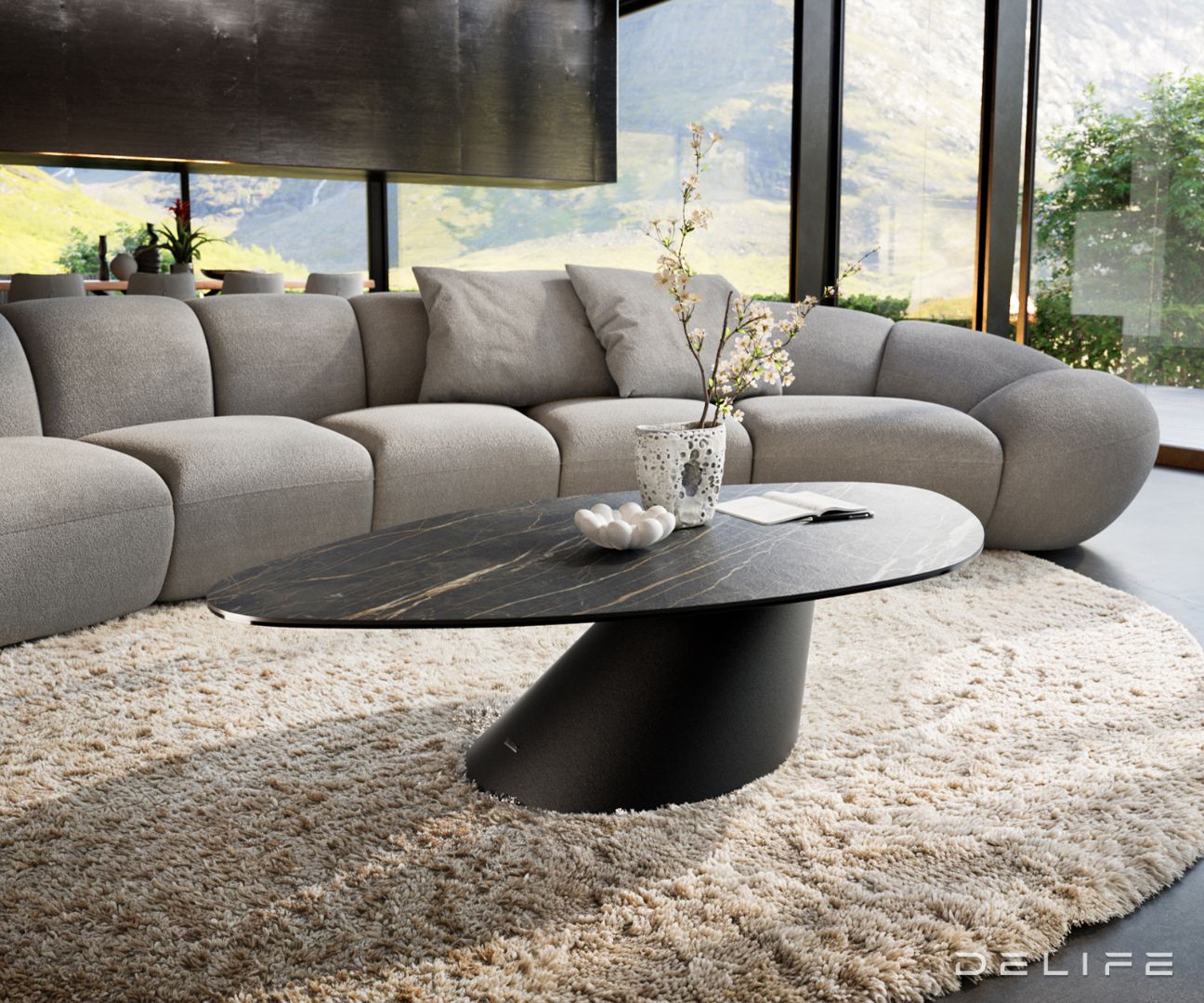 Klub stolić Edge 140x76cm, Materijal: Keramika Noir Desir