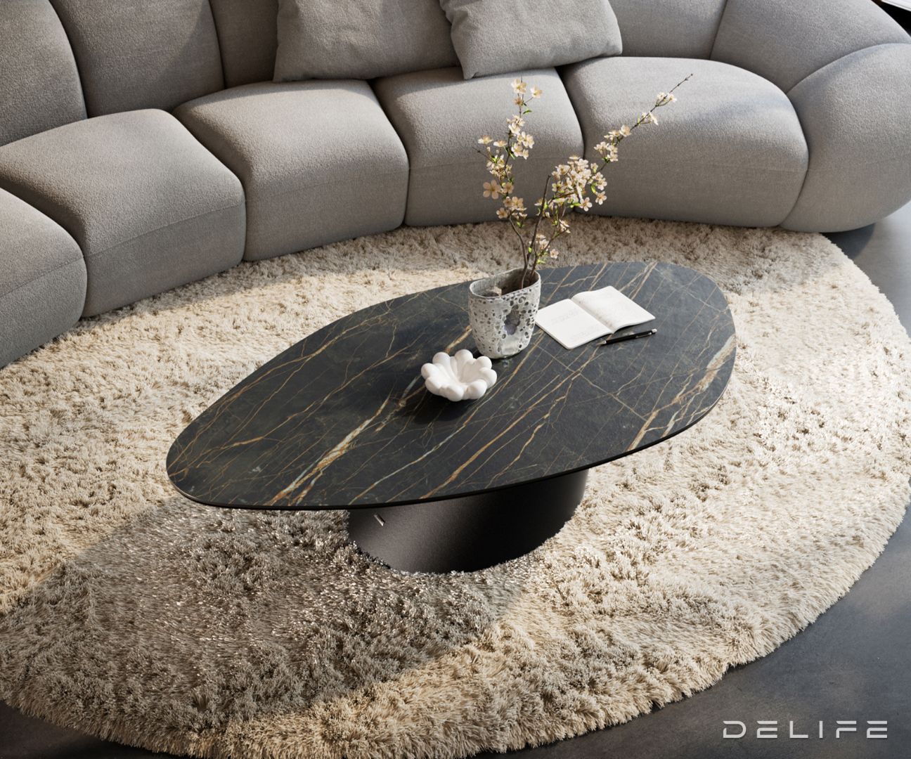 Klub stolić Edge 140x76cm, Materijal: Keramika Noir Desir