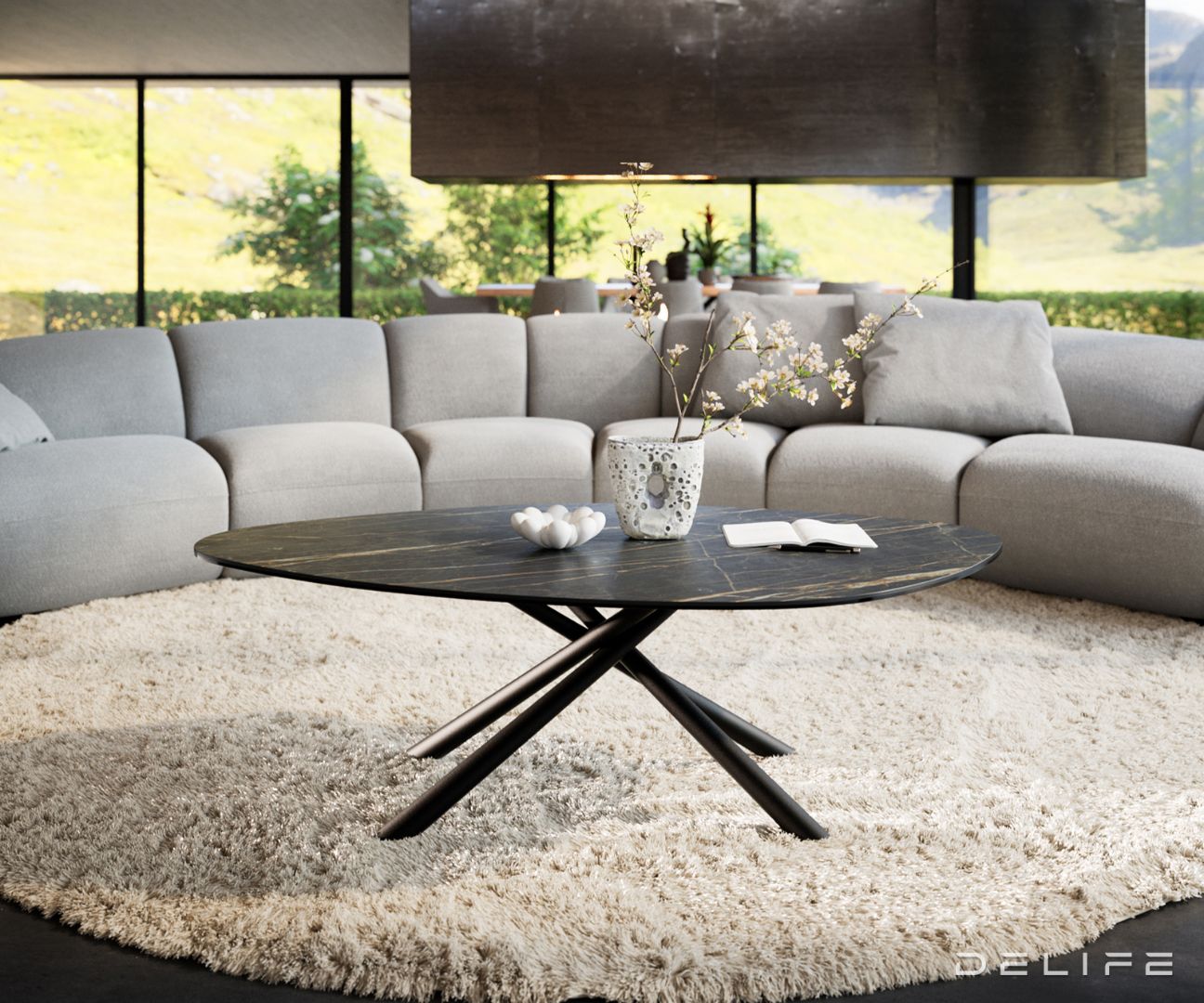 Klub stolić Edge 140x76cm, Materijal: Keramika Noir Desir