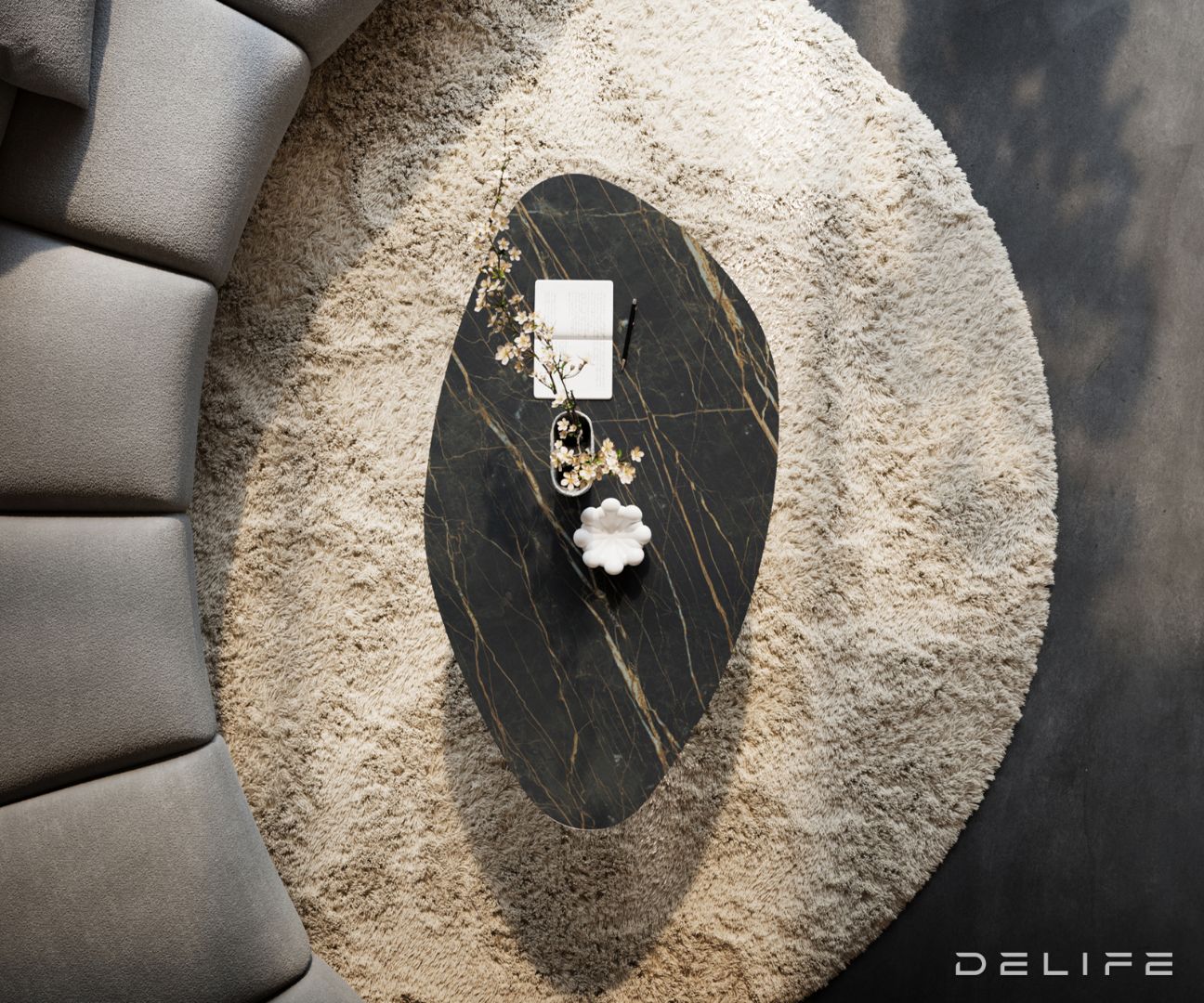 Klub stolić Edge 140x76cm, Materijal: Keramika Noir Desir