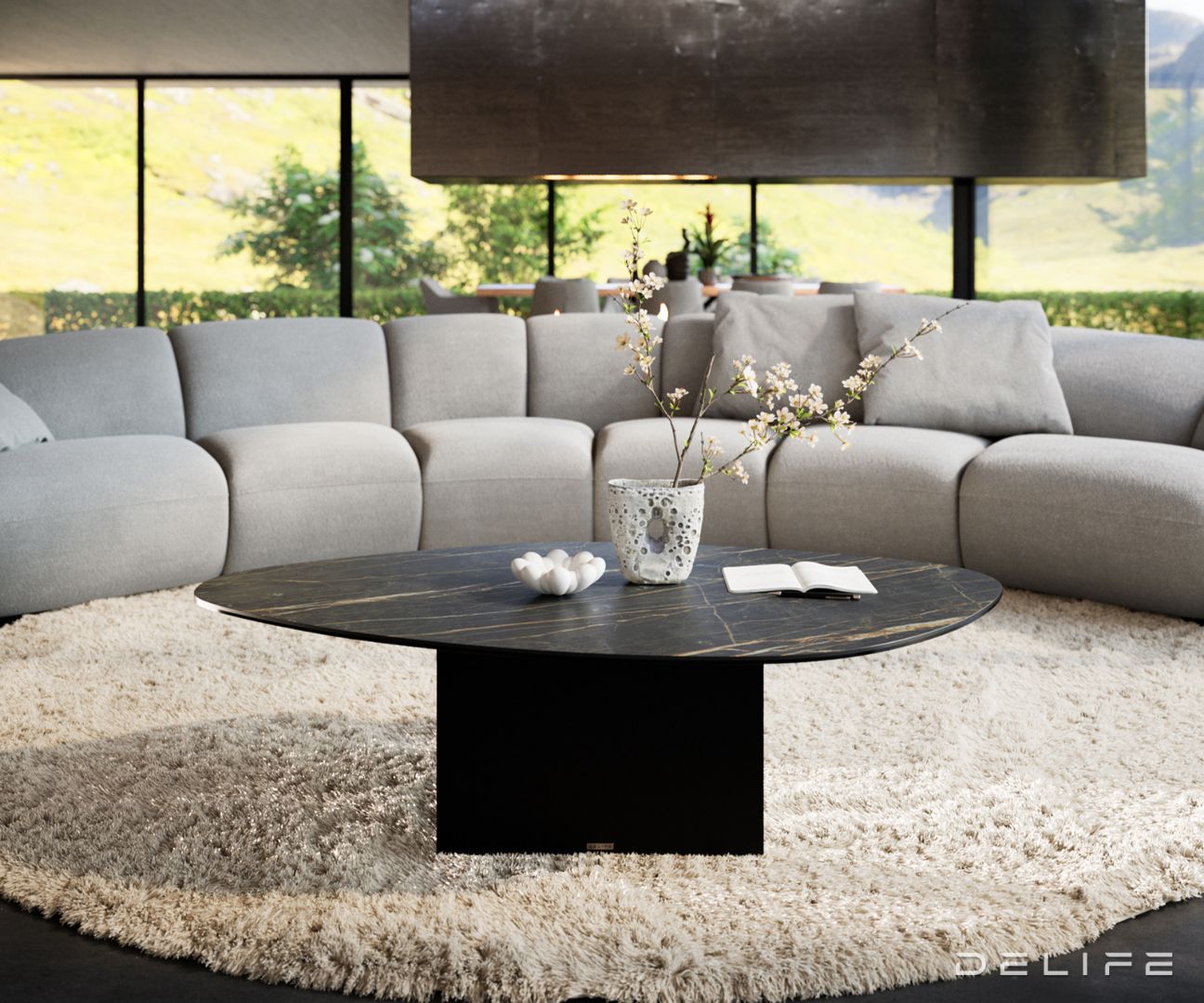 Klub stolić Edge 140x76cm, Materijal: Keramika Noir Desir