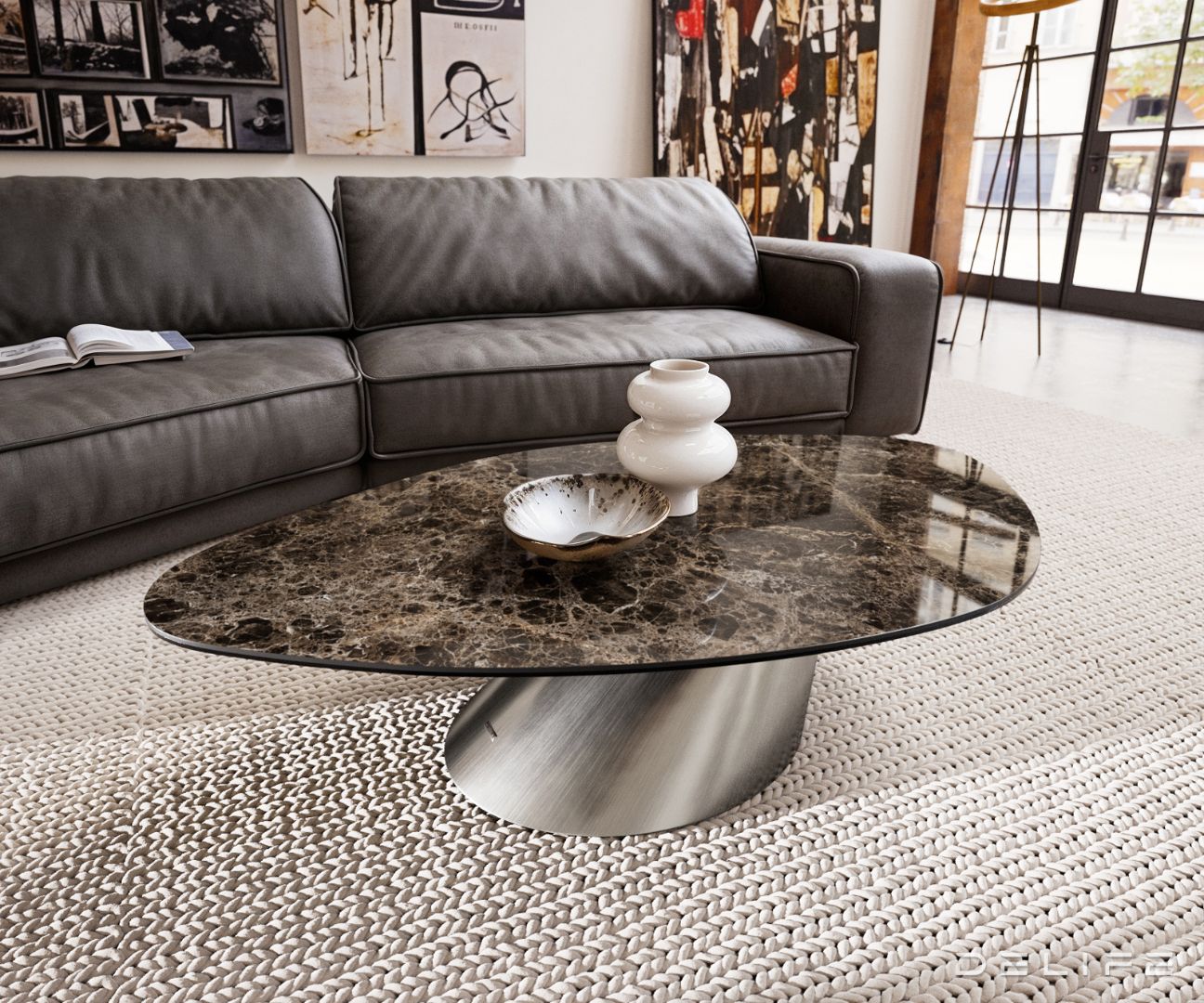 Klub stolić Edge 140x76cm, Materijal: Keramika Emperador Extra Lucidato