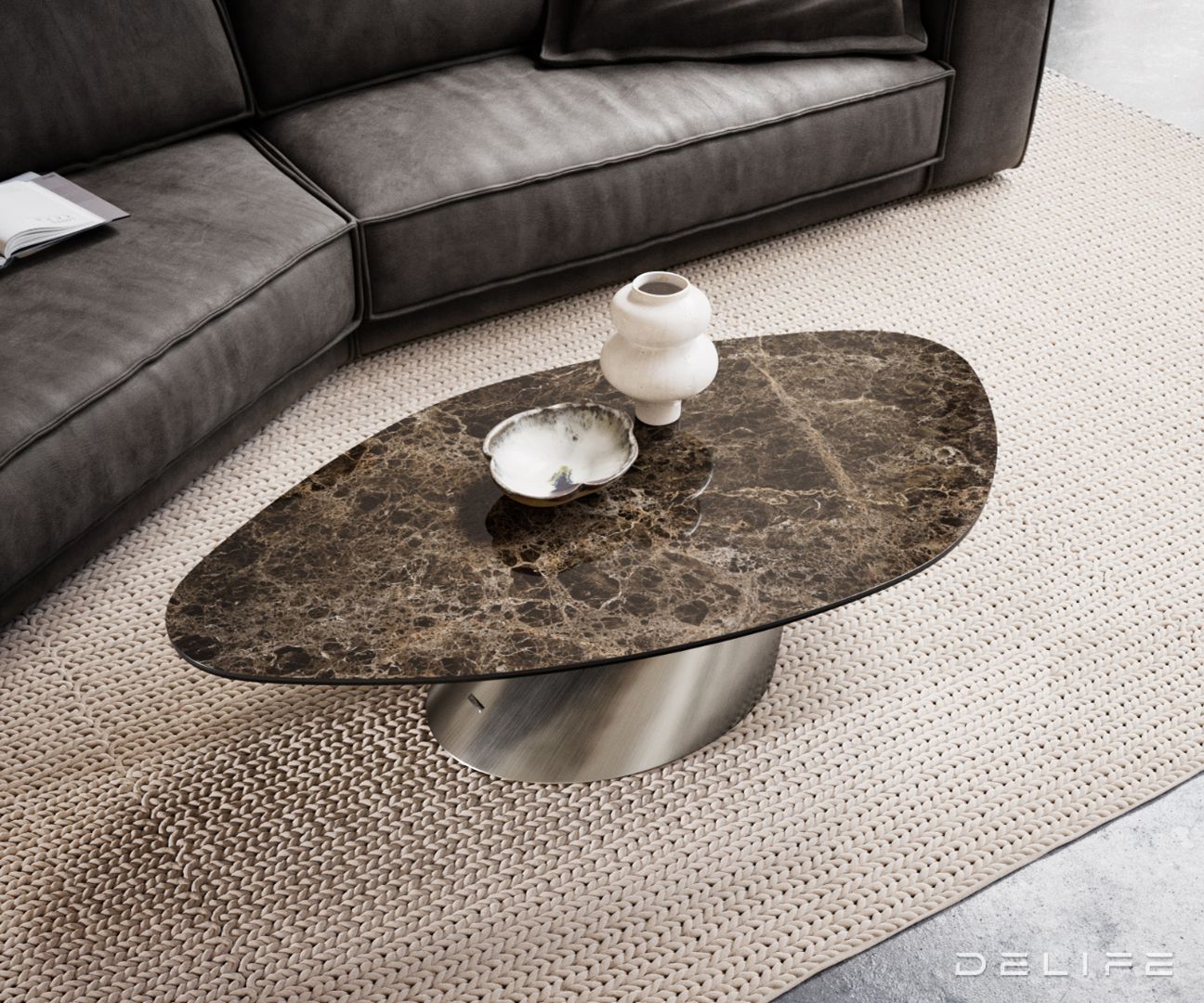 Klub stolić Edge 140x76cm, Materijal: Keramika Emperador Extra Lucidato