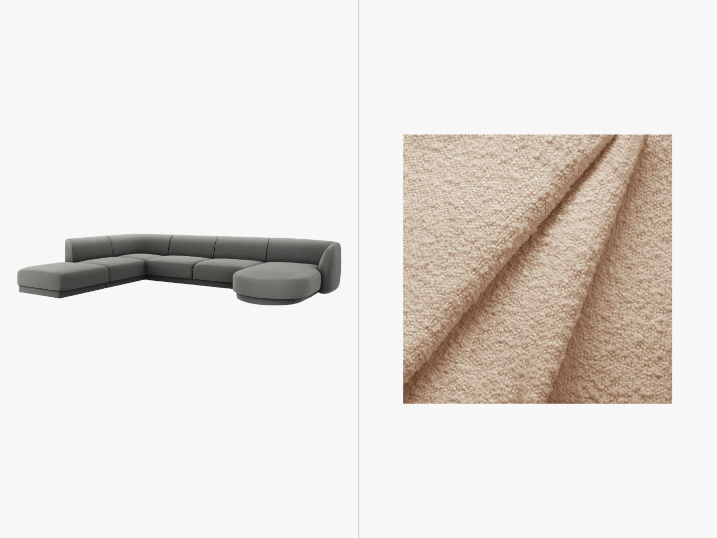 Kutna garnitura Miley Panoramic, 330x255cm, Materijal: Boucle