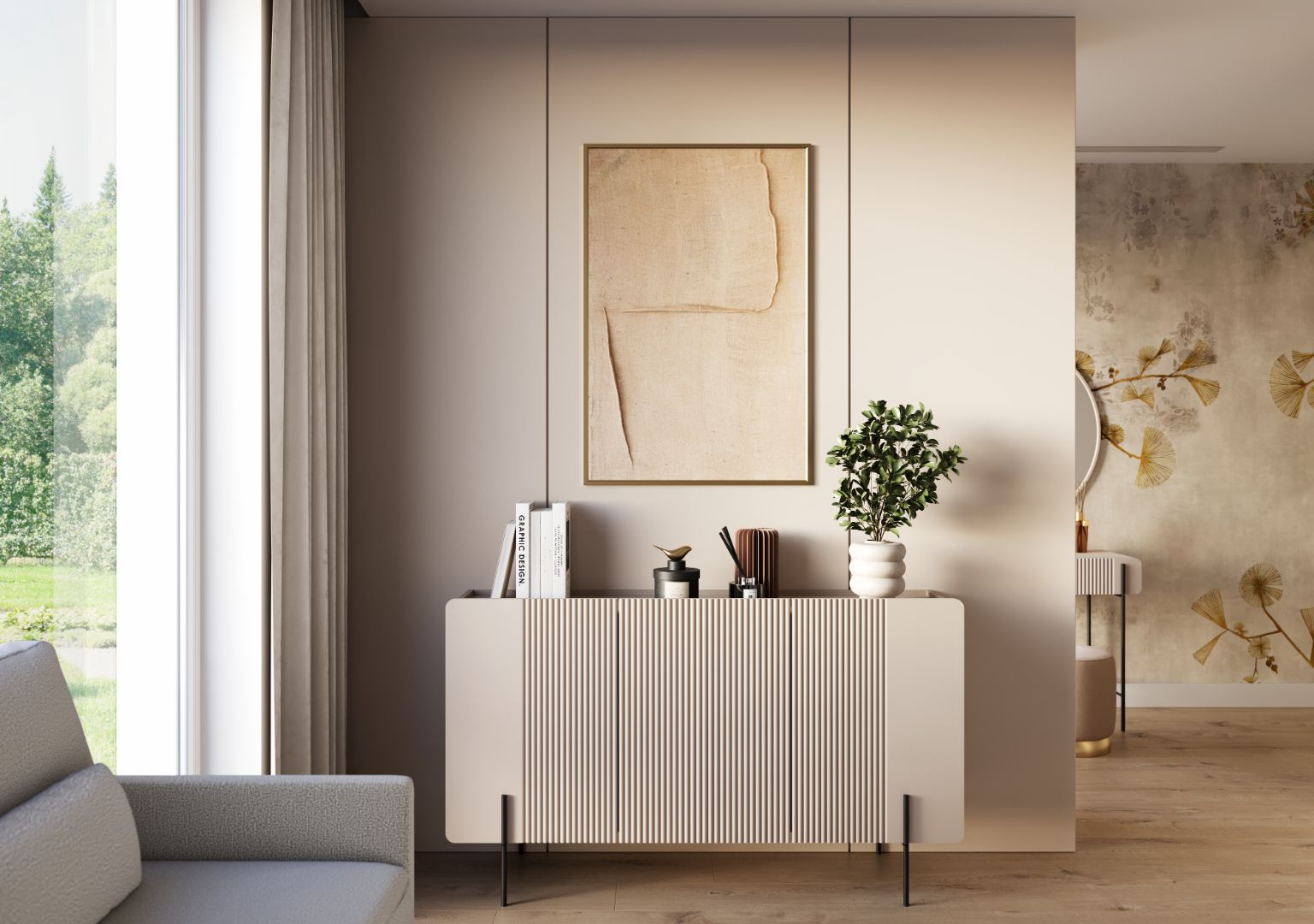 Komoda Malmi 150 cm, 3 Vrata I 3 Police, Materijal: MDF