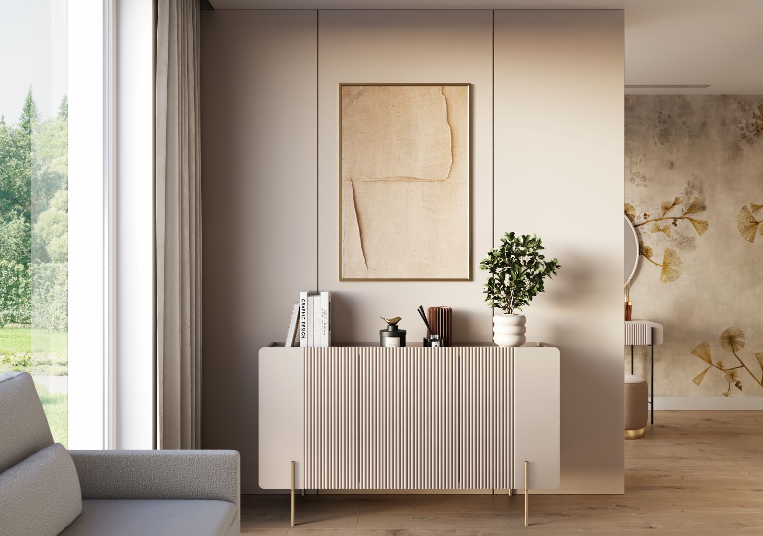 Komoda Malmi 150 cm, 3 Vrata I 3 Police, Materijal: MDF