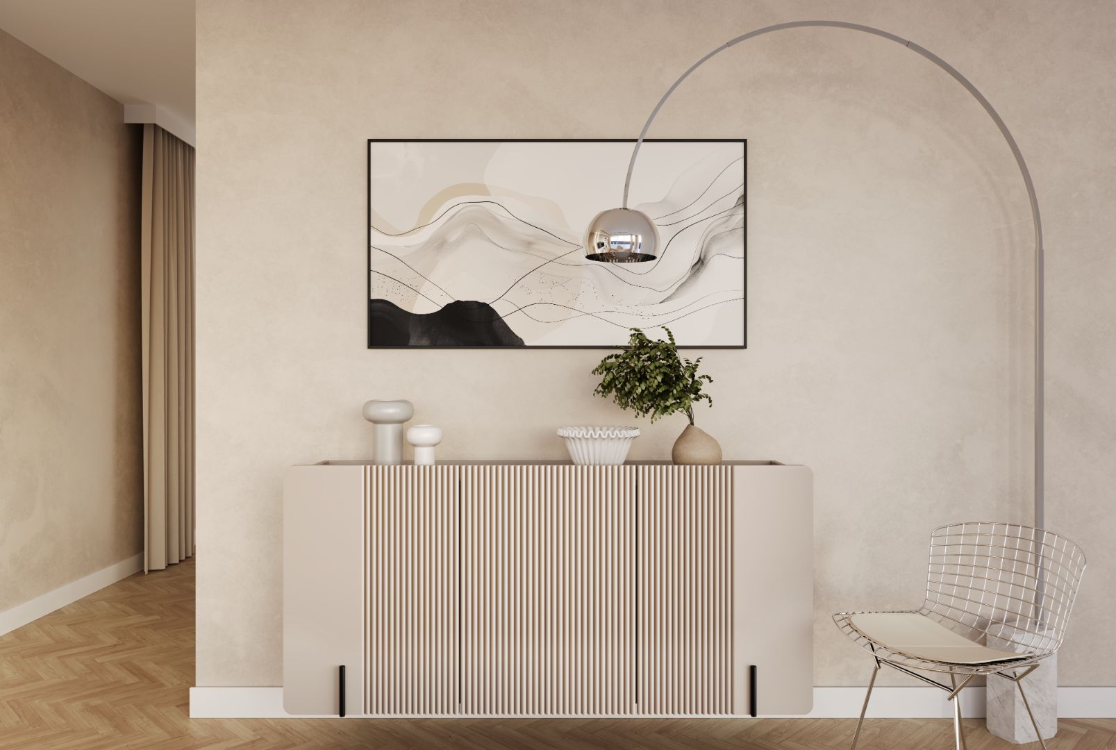 Komoda Malmi 150 cm, 3 Vrata I 3 Police, Materijal: MDF