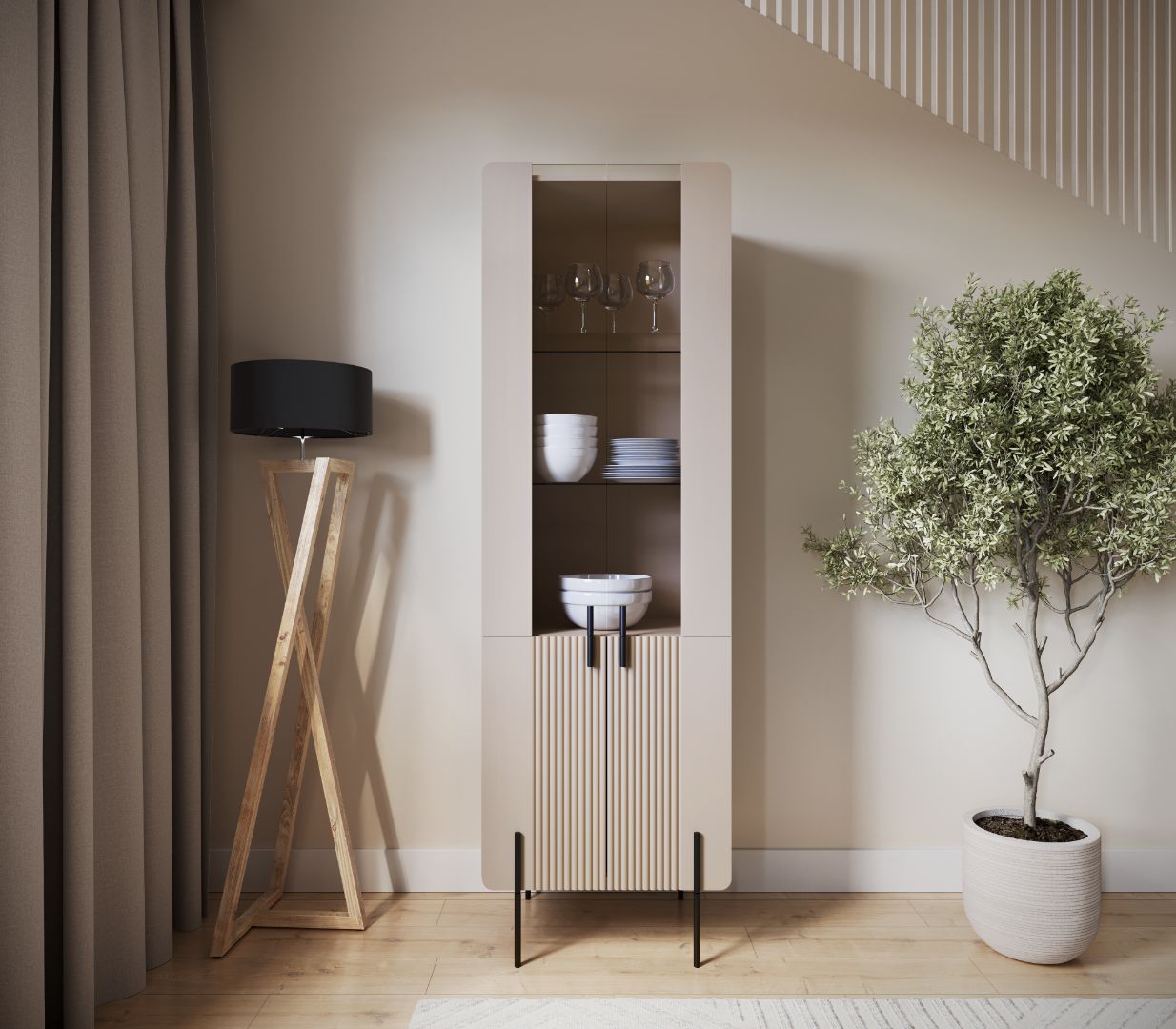 Vitrina Malmi 190cm, Materijal: MDF, Melaminska ploča
