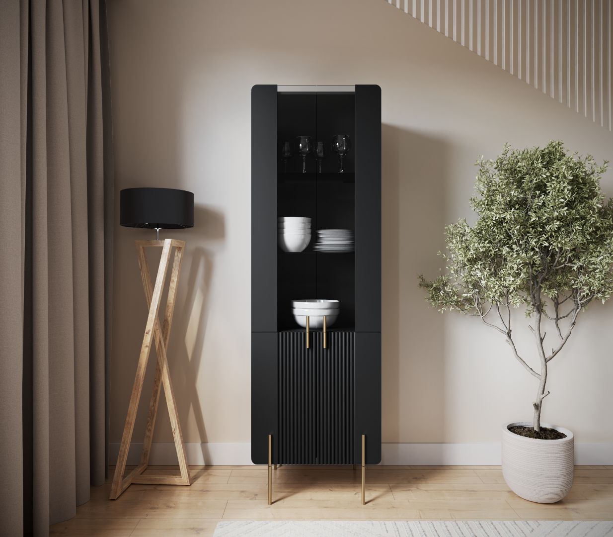 Vitrina Malmi 190cm, Materijal: MDF, Melaminska ploča